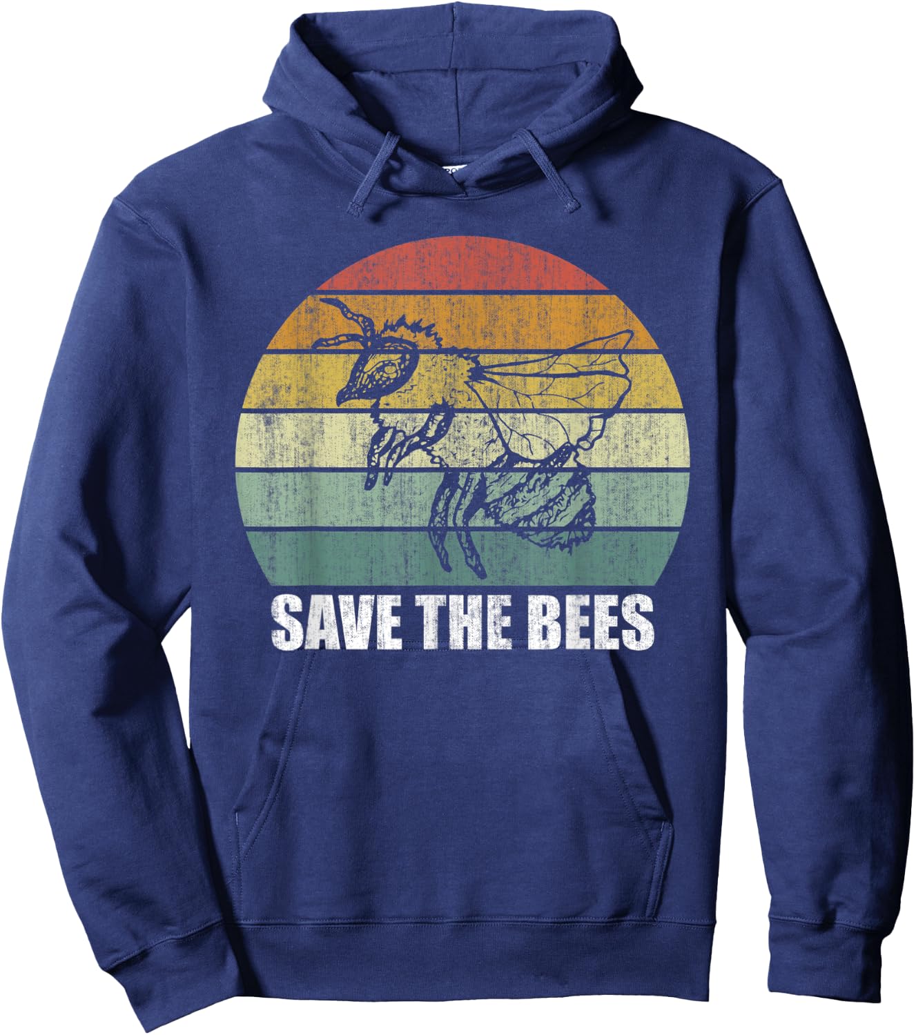 Retro Save The Bees Shirt Funny Bee Lover Gifts Bee Kind Hoodie - Hoodie | Navy