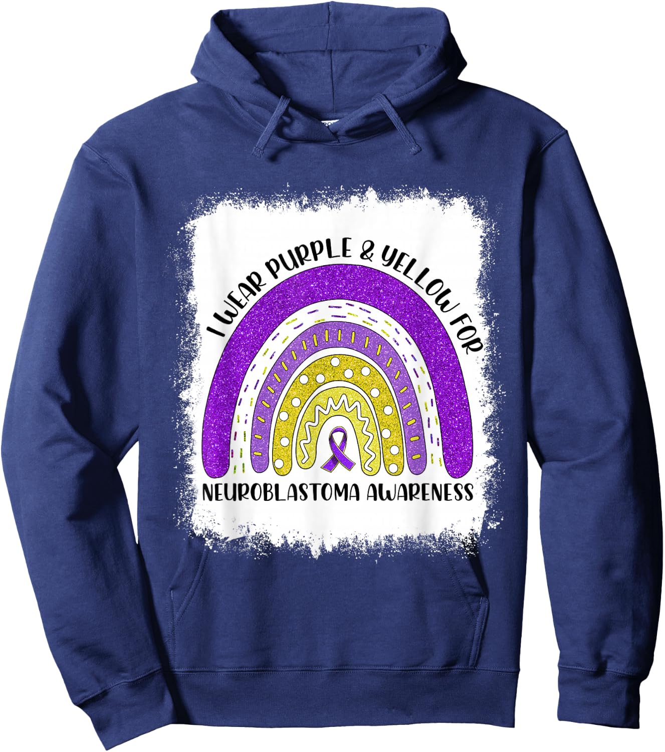 Rainbow I Wear Gold For Neuroblastoma Awareness Month Hoodie - Hoodie | Navy
