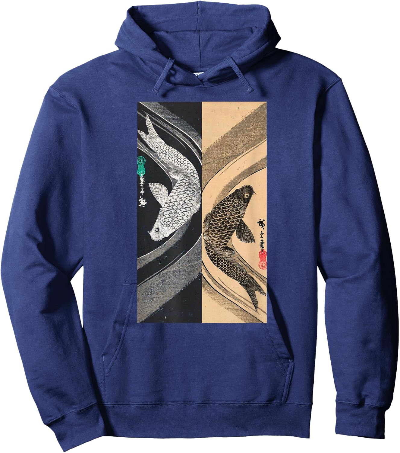 Japanese Art Fish Graphic Design 3 Hoodie - Hoodie | Navy