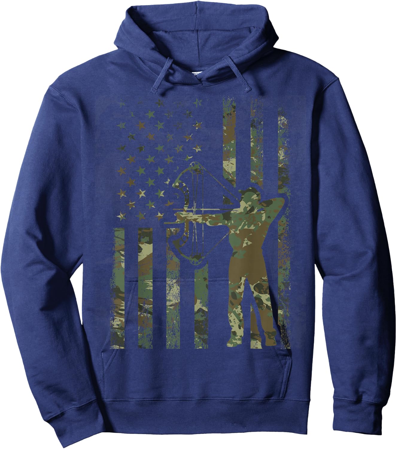Camo American Flag Buck Hunting Gift Bow Hunter Women Men Hoodie - Hoodie | Navy