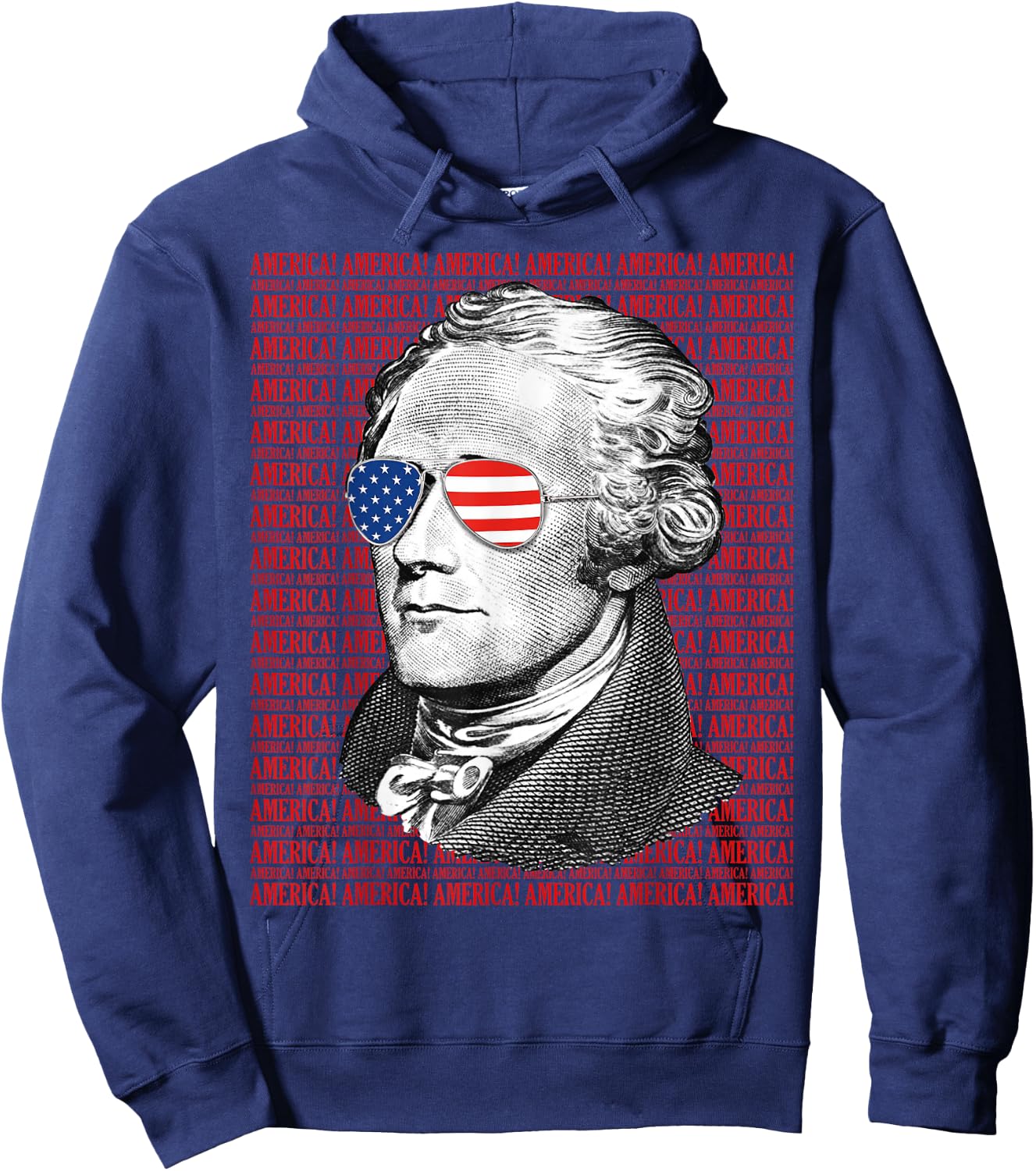 Alexander Hamilton America! Patriotic USA 4th of July Hoodie - Hoodie | Navy