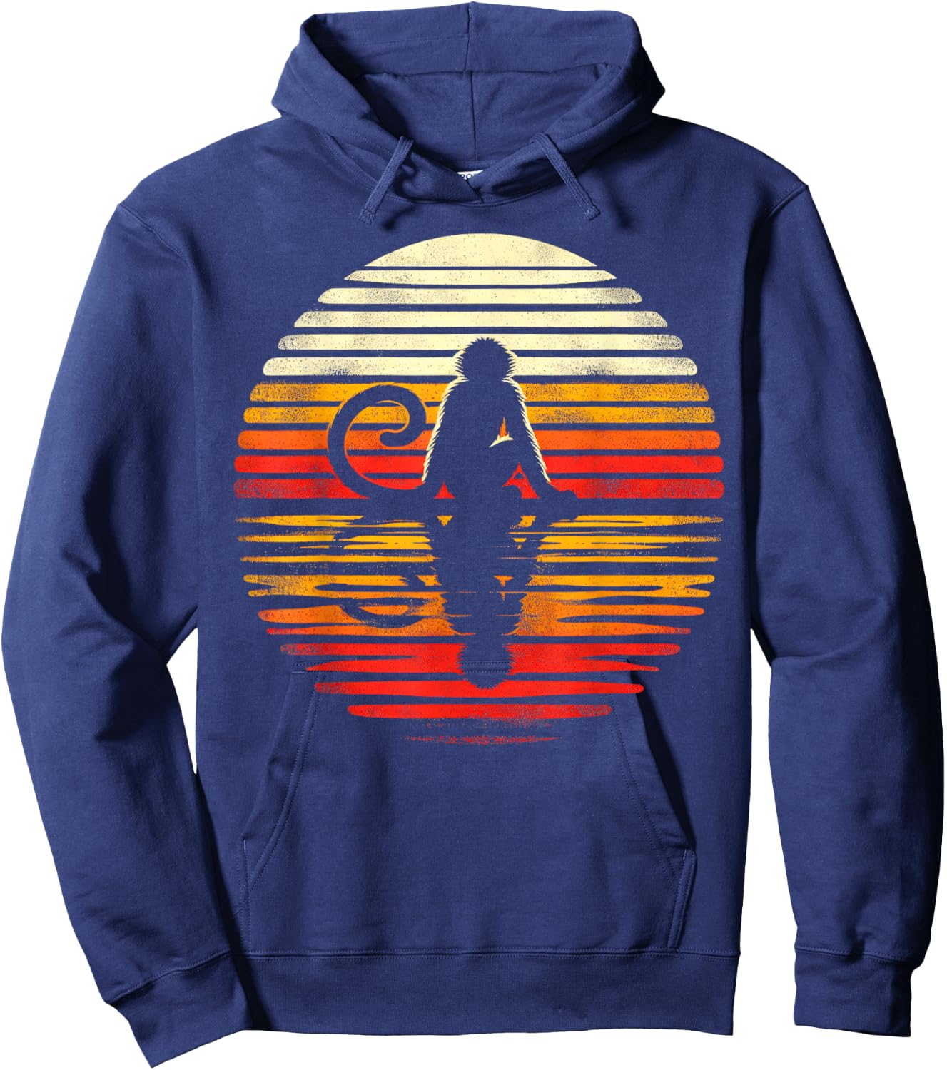 Spider Monkey Sunset Retro Style Safari Vintage 70s Hoodie - Hoodie | Navy