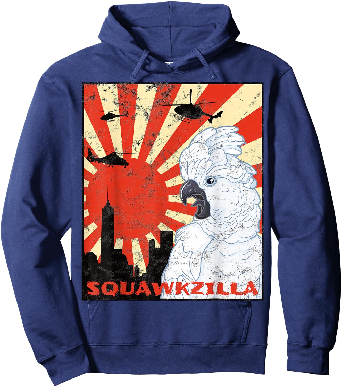 Squawk Zilla Umbrella Cockatoo Parrot Squawking Hoodie - Hoodie | Navy