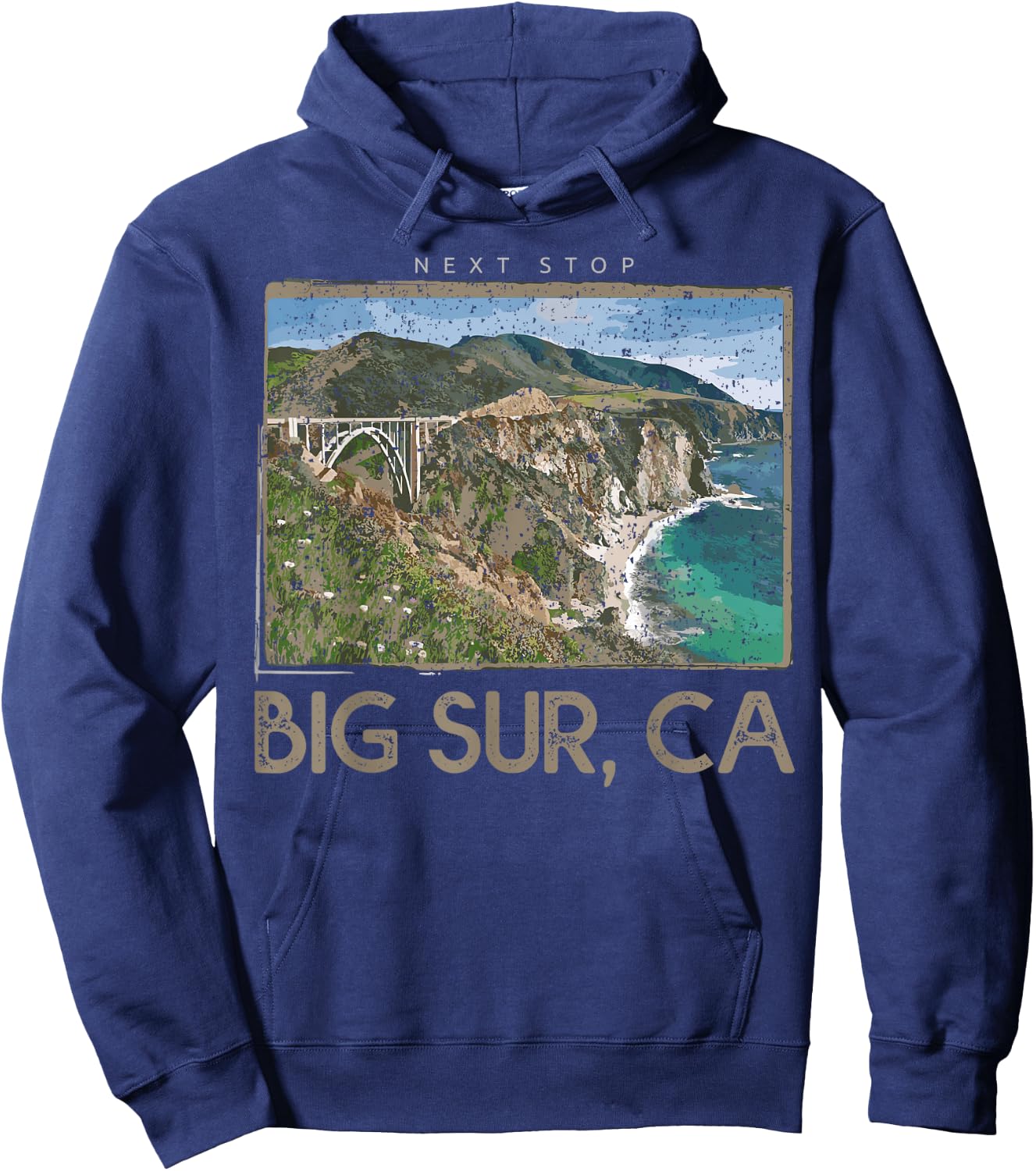 Big Sur, CA Next Stop Vintage Hoodie - Hoodie | Navy