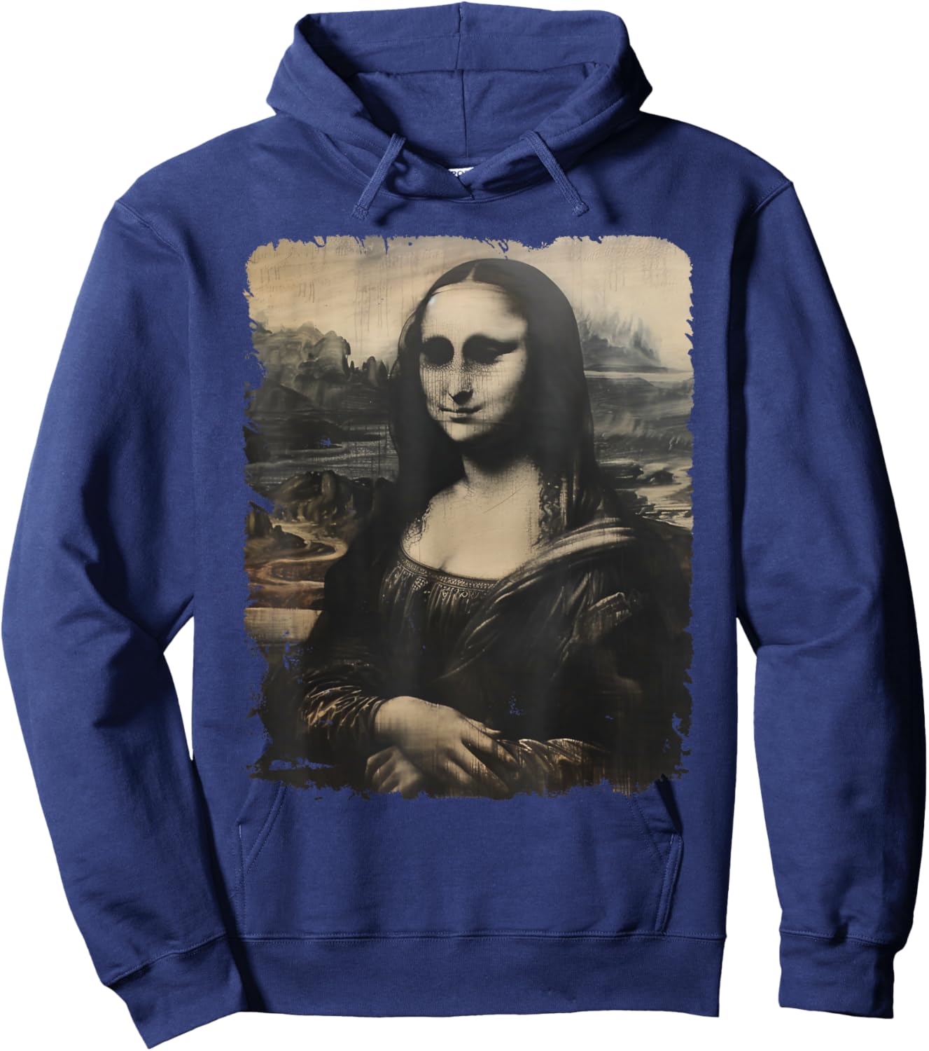Scary Mona Lisa Creepy Halloween Portrait Men Women Hoodie - Hoodie | Navy