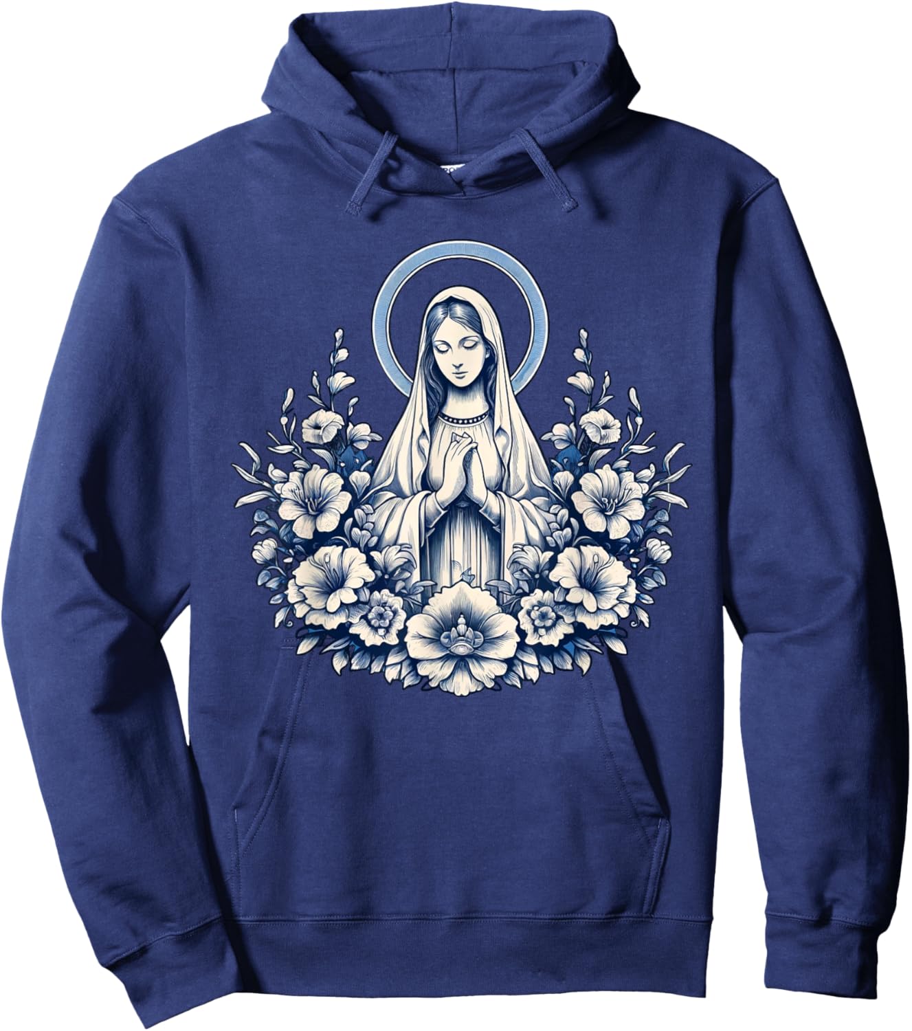 Our Lady of Lourdes Powerful Symbol Mother Mary Saint Mary Hoodie - Hoodie | Navy