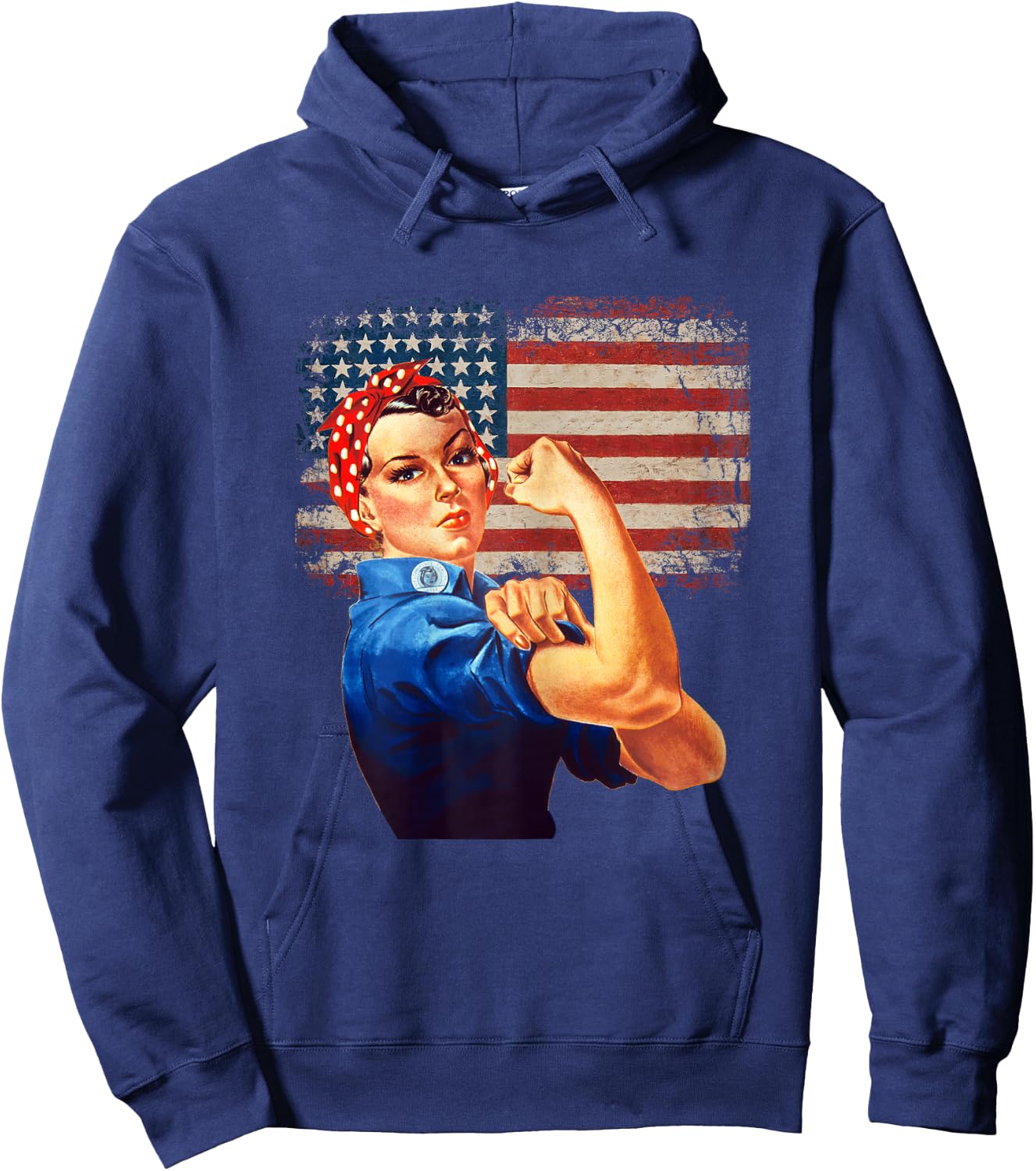 Rosie The Riveter American Flag US Flag Hoodie - Hoodie | Navy