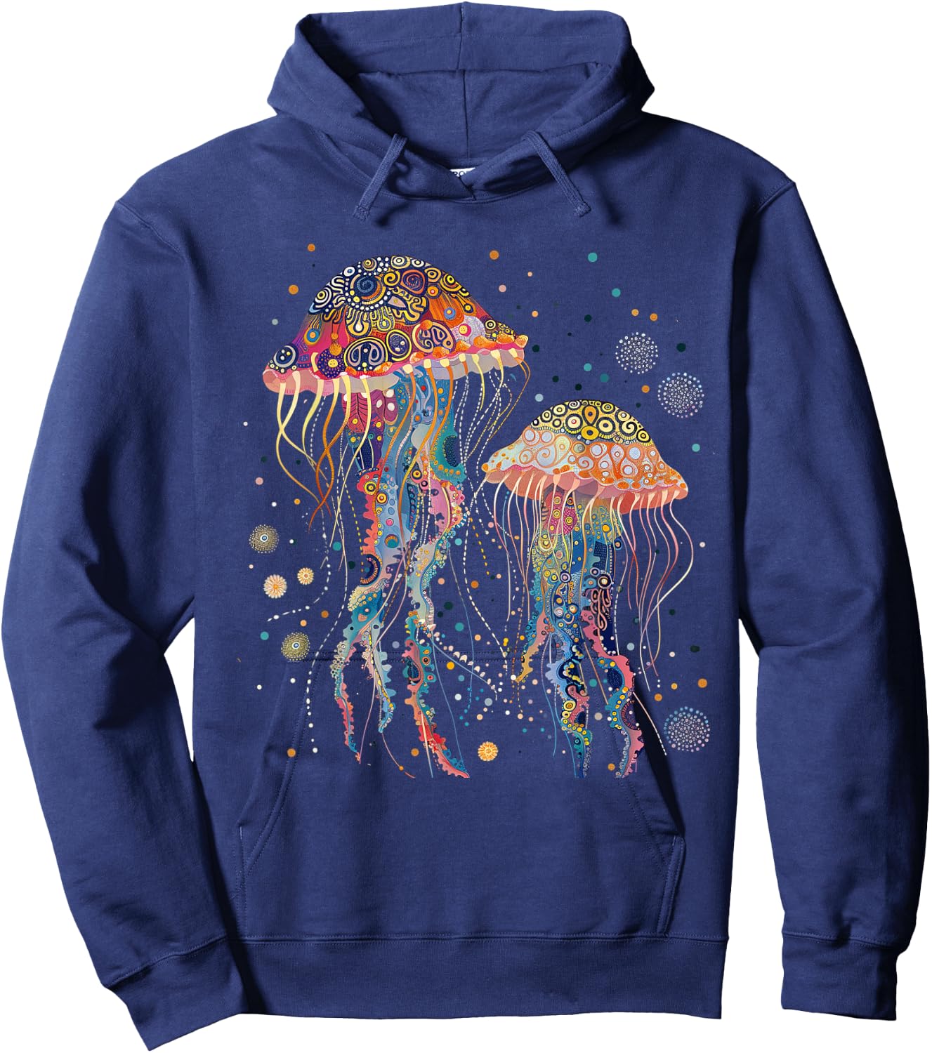 Jellyfish Colorful Flower Patterns Scuba Diving Diver Ocean Hoodie - Hoodie | Navy
