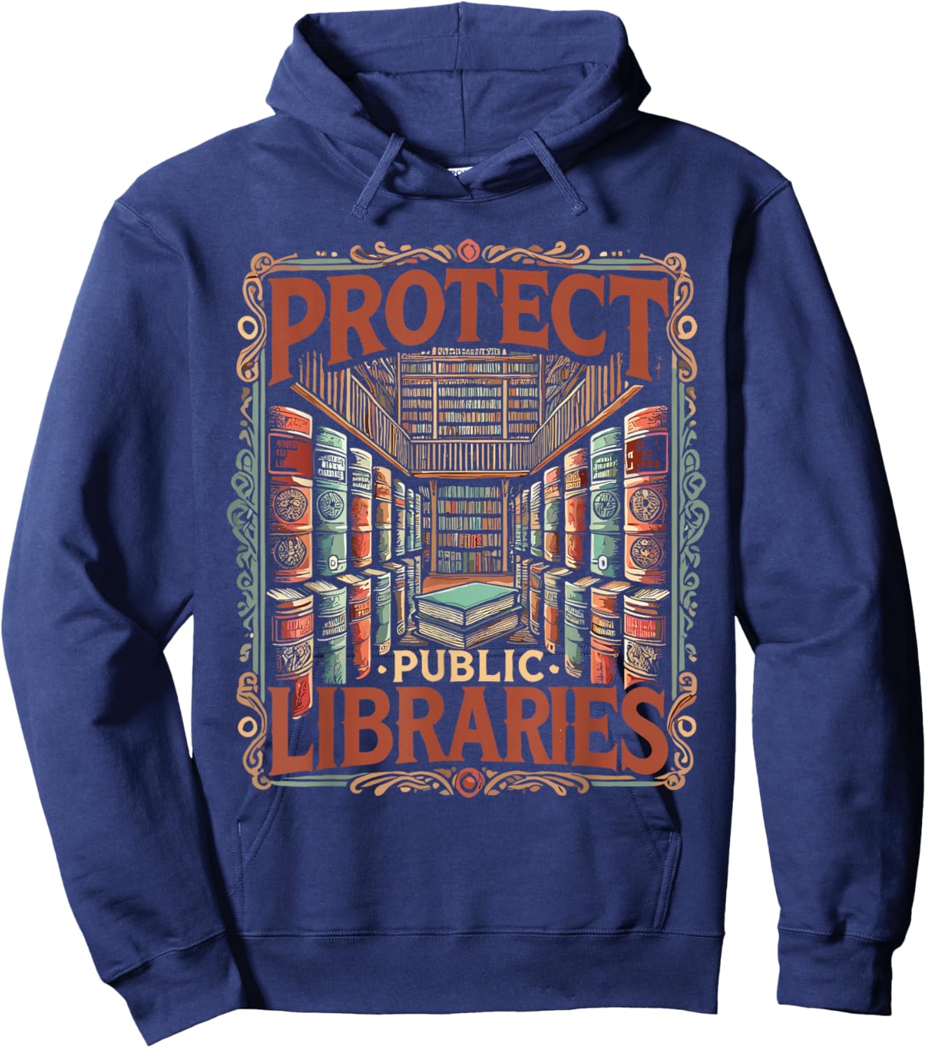 Vintage Reading Library | Protect Public Libraries Hoodie - Hoodie | Navy