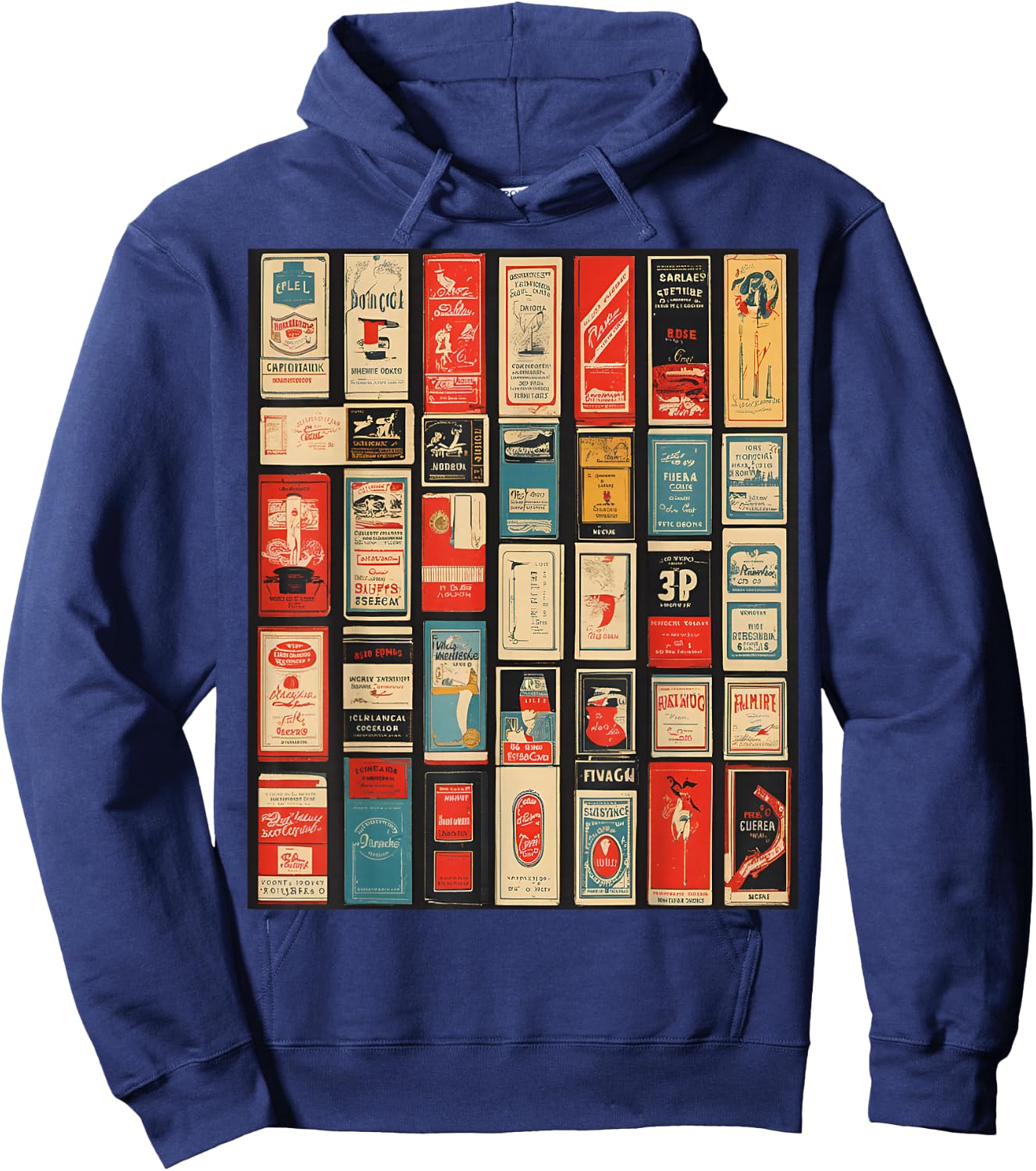 Vintage Matchbook Cover Collection Graphic Hoodie - Hoodie | Navy