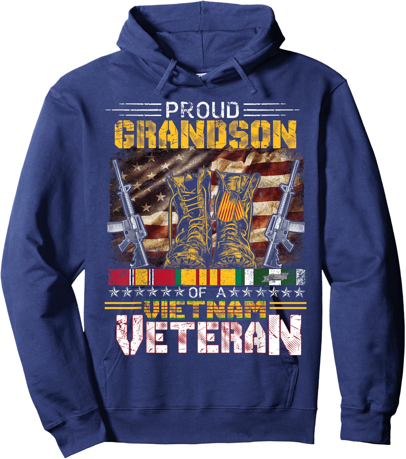 Proud Grandson Of A Vietnam Veteran Shirt | Vietnam War Vet Hoodie - Hoodie | Navy
