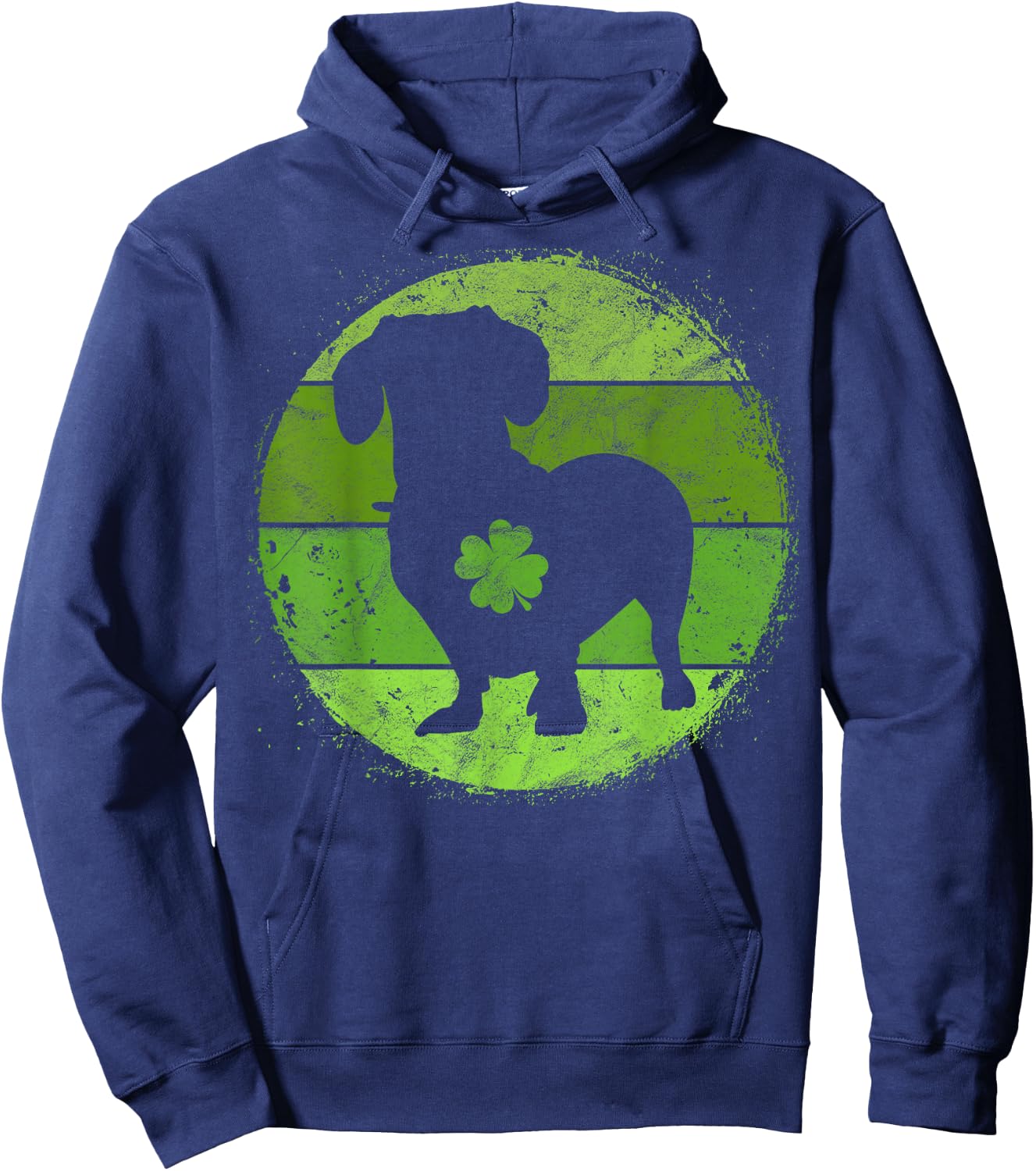 Circular Dachshund Irish Shamrock Doxie St Patricks Day Hoodie - Hoodie | Navy