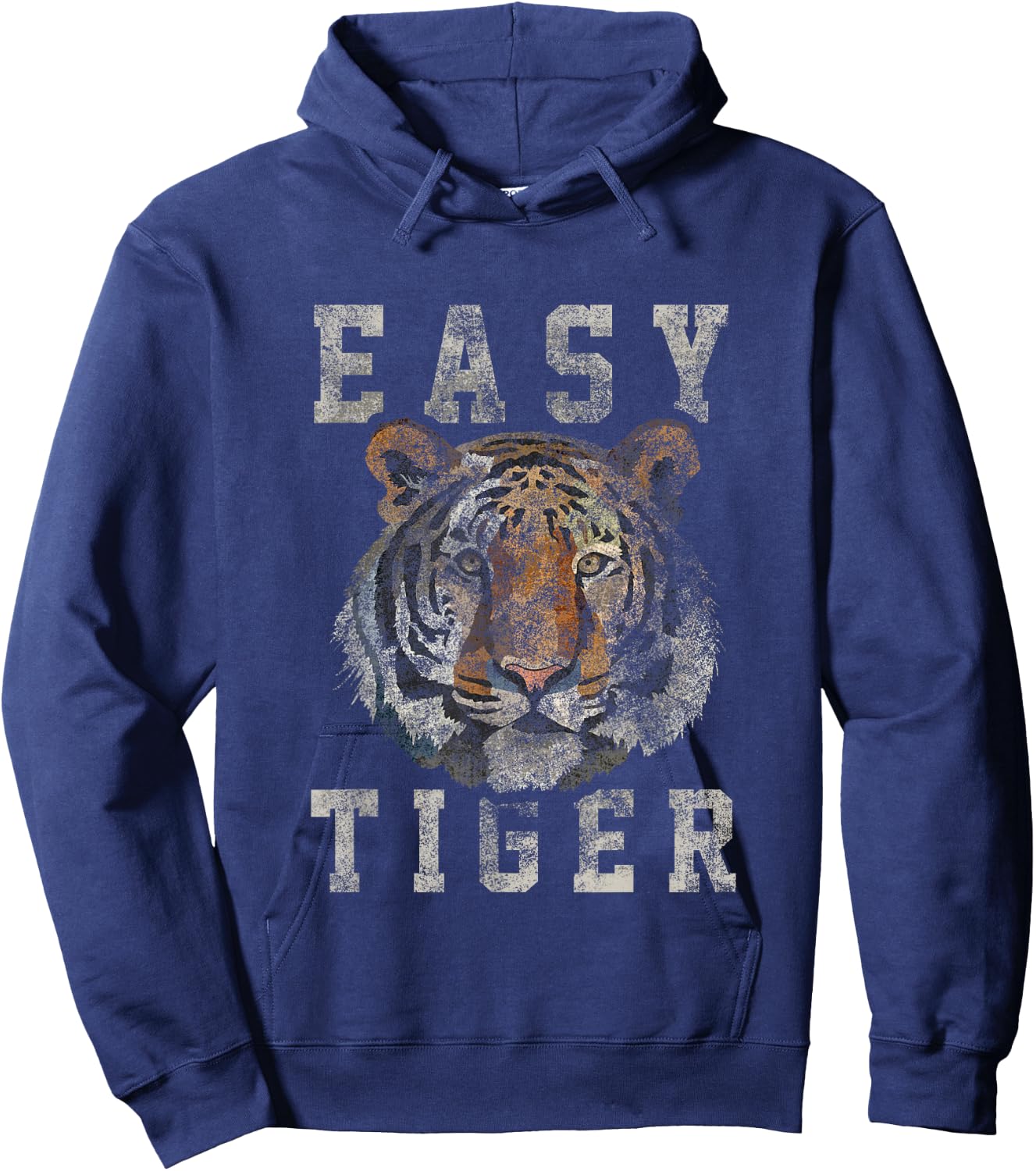 Easy Tiger Distressed Casual-Chic Graphic Small Hoodie - Hoodie | Navy