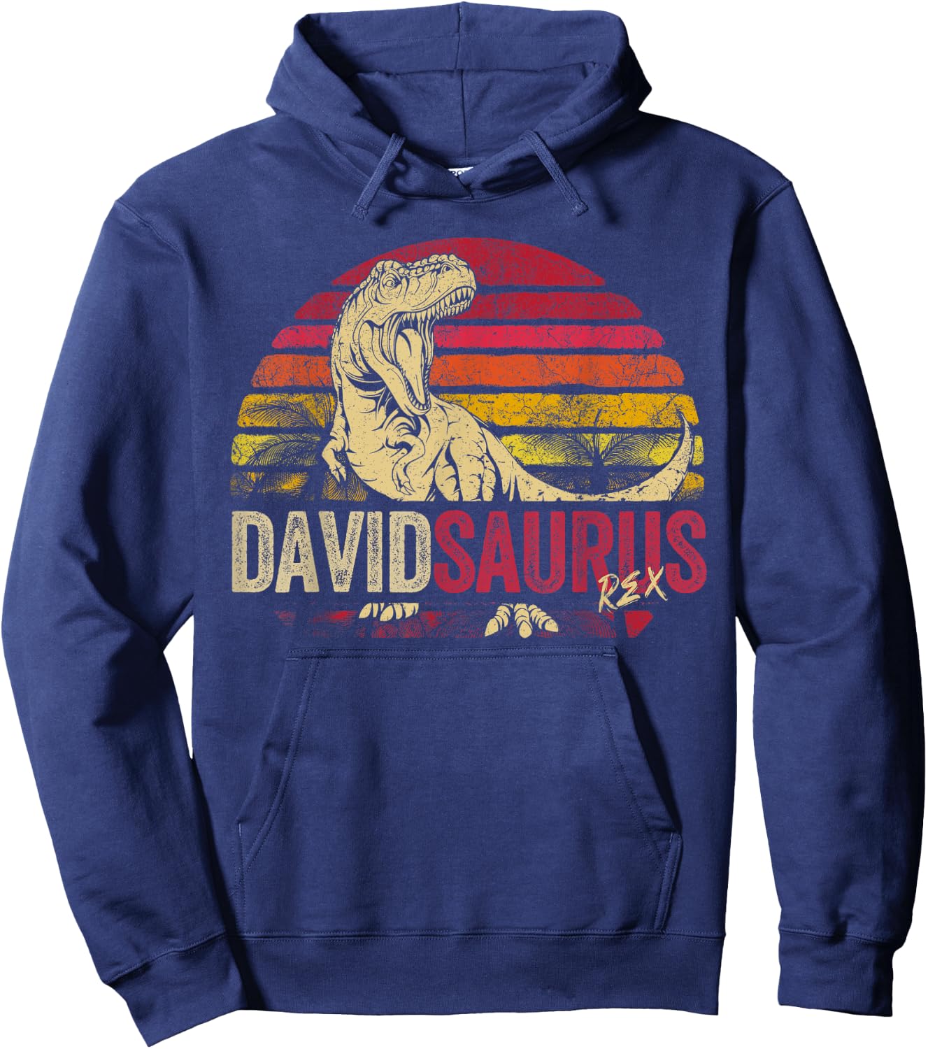 David Saurus Funny Personalized Dinosaur T Rex Boys Name Hoodie - Hoodie | Navy