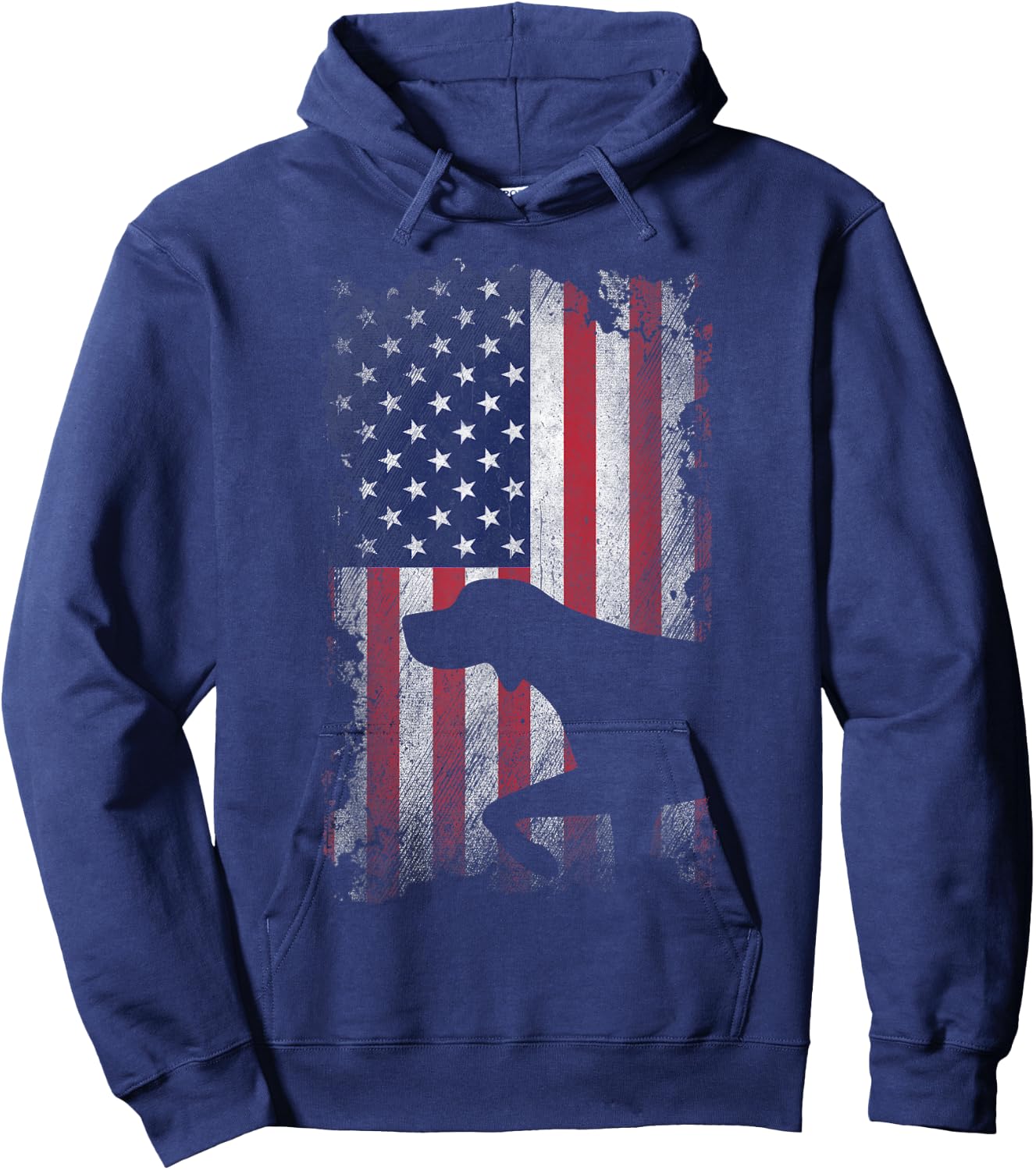Patriotic German Shorthaired Pointer American Flag GSP Dog Hoodie - Hoodie | Navy
