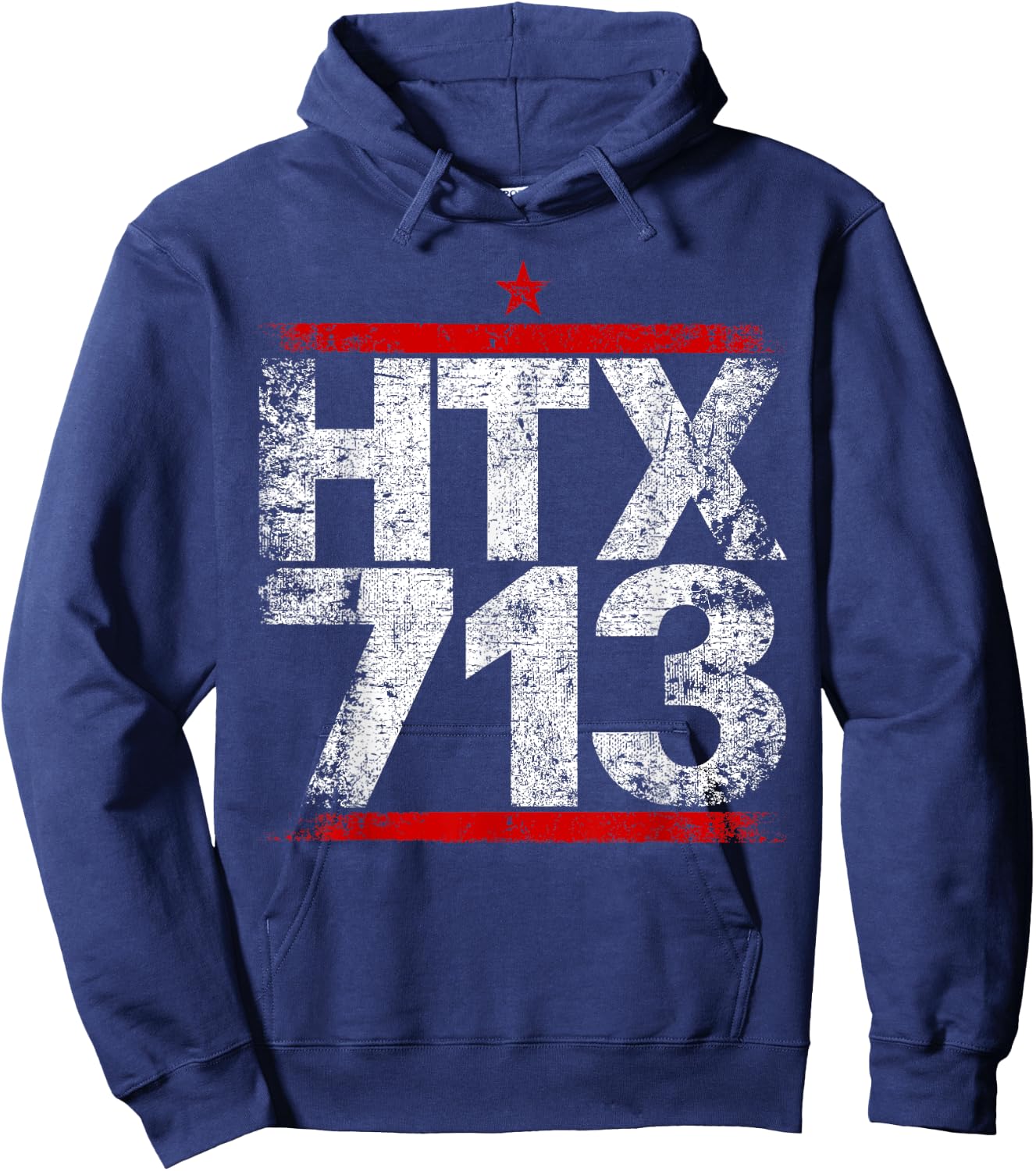 HTX 713 Houston Strong H-Town Distressed Vibe Houston Texas Hoodie - Hoodie | Navy