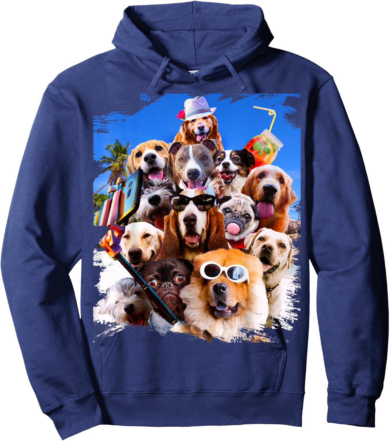Dog Selfie with Glasses Hoodie - Hoodie | Navy