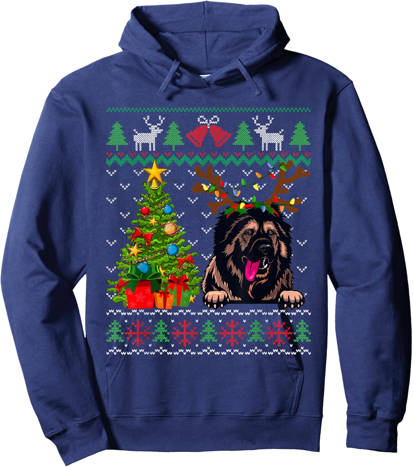 Caucasian Shepherd Dog Merry Christmas Reindeer Truck Xmas Hoodie - Hoodie | Navy