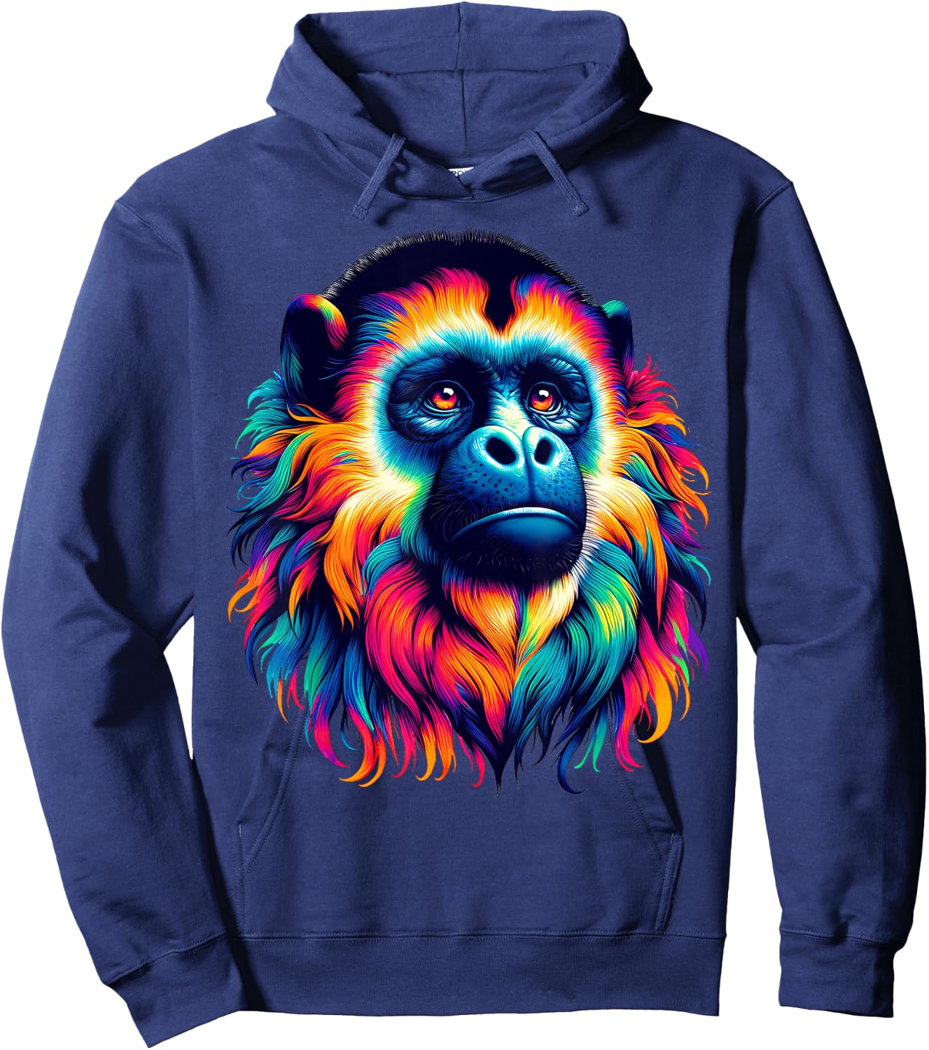 Cool Howler Monkey Spirit Animal Illustration Tie Dye Art Hoodie - Hoodie | Navy