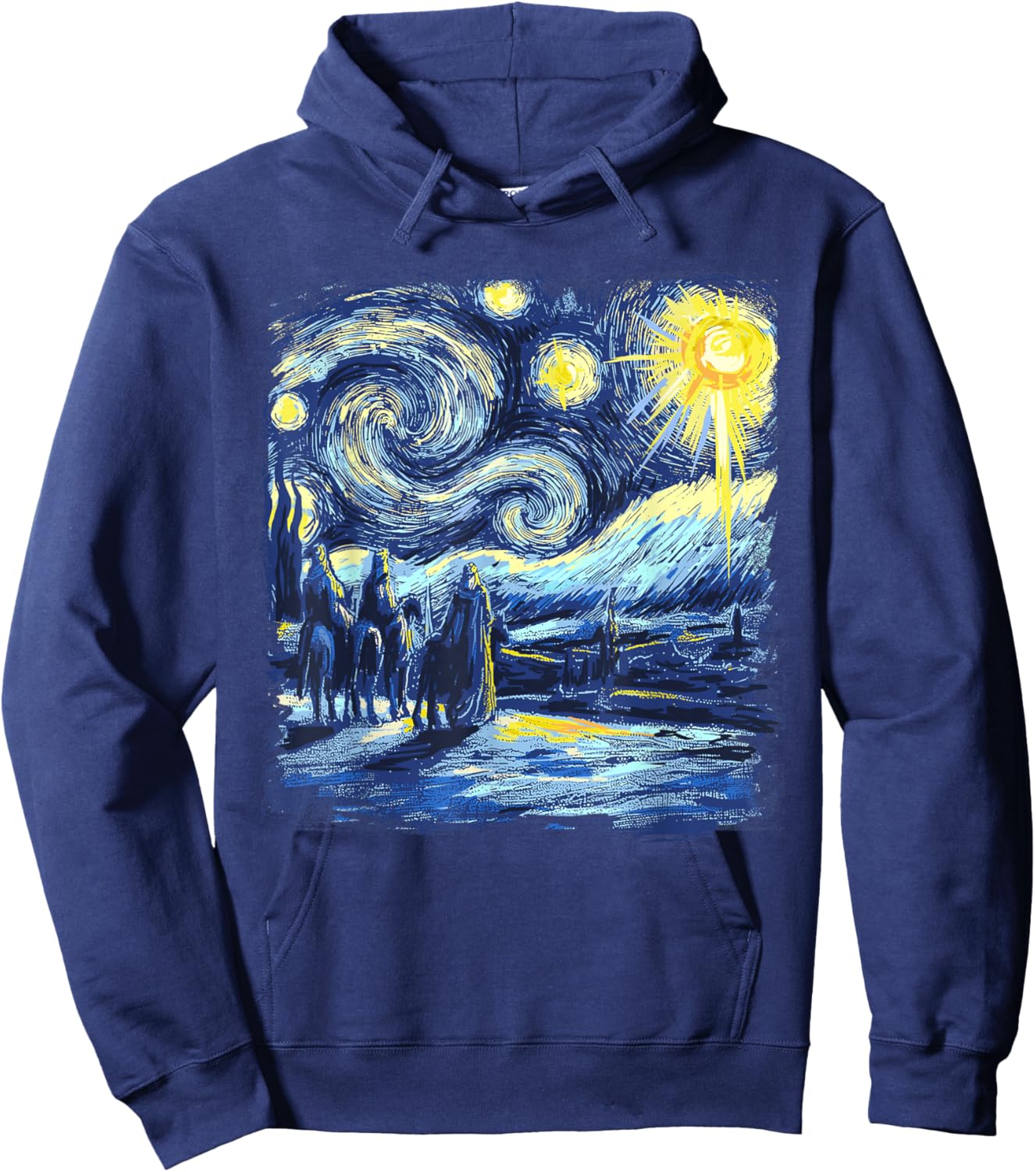 Van Gogh Shirt Starry Night Three Wise Men Funny Christian Hoodie - Hoodie | Navy