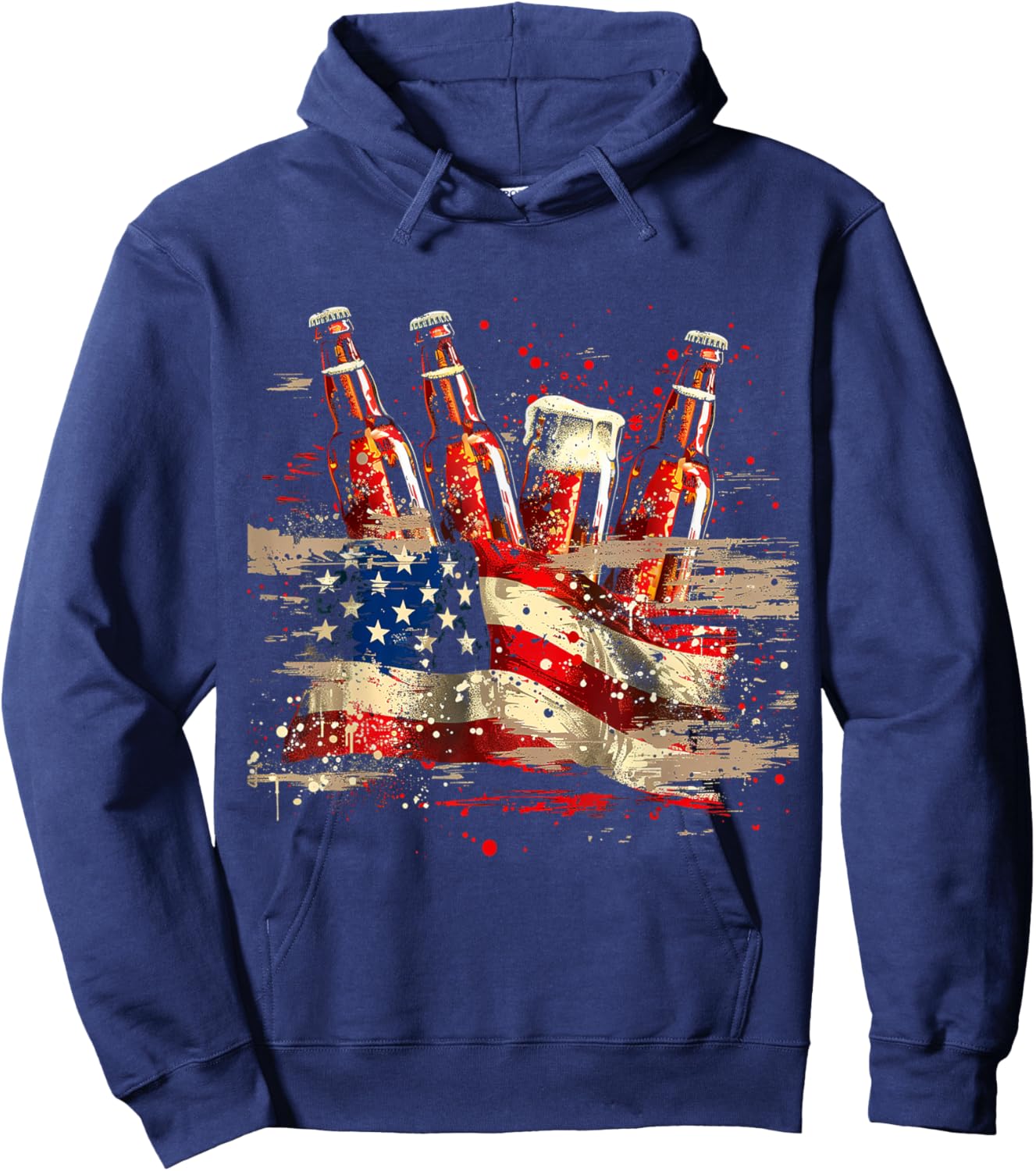 American Flag Beer Hoodie - Hoodie | Navy