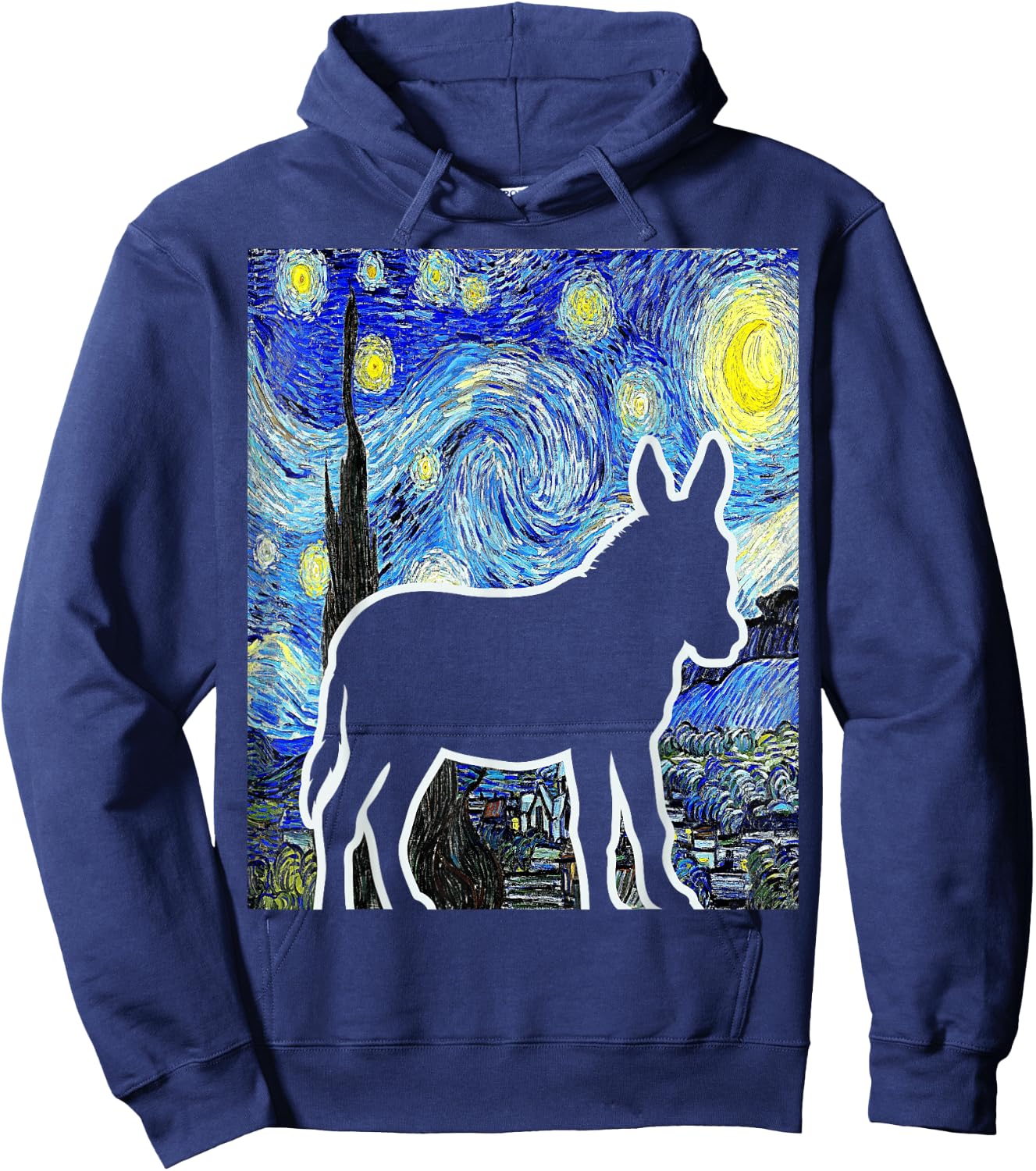 Donkey Starry Night Donkey Lover Farmer Painting Hoodie - Hoodie | Navy