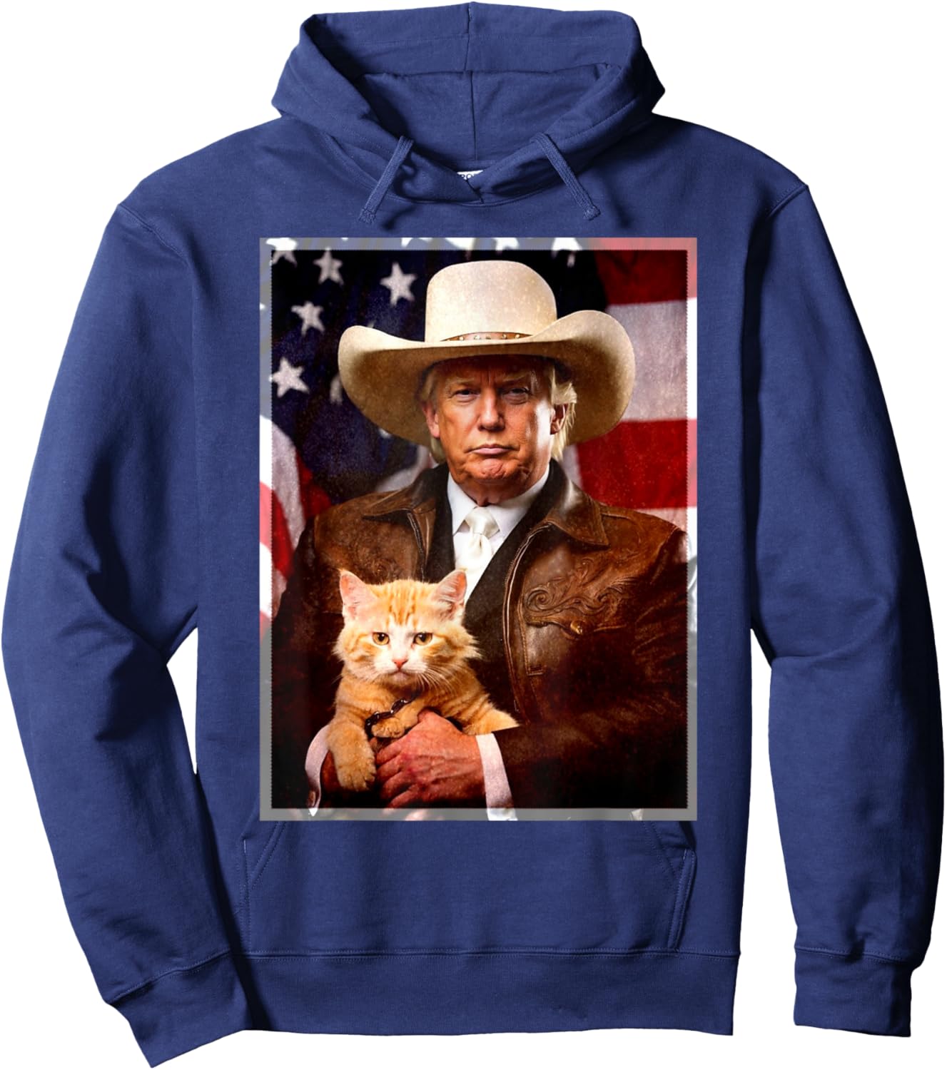 Donald Trump Cat Shirt Funny Cowboy Trump 2024 Republican Hoodie - Hoodie | Navy