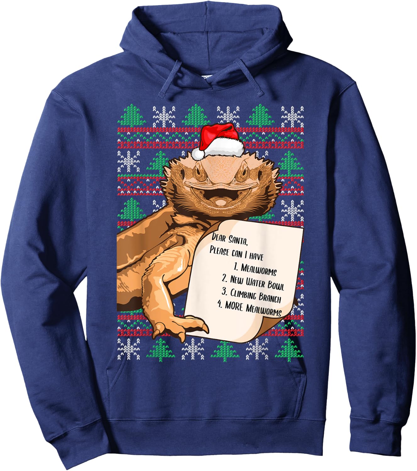 Funny Bearded Dragon Christmas Apparel Reptile Lover Lizard Hoodie - Hoodie | Navy