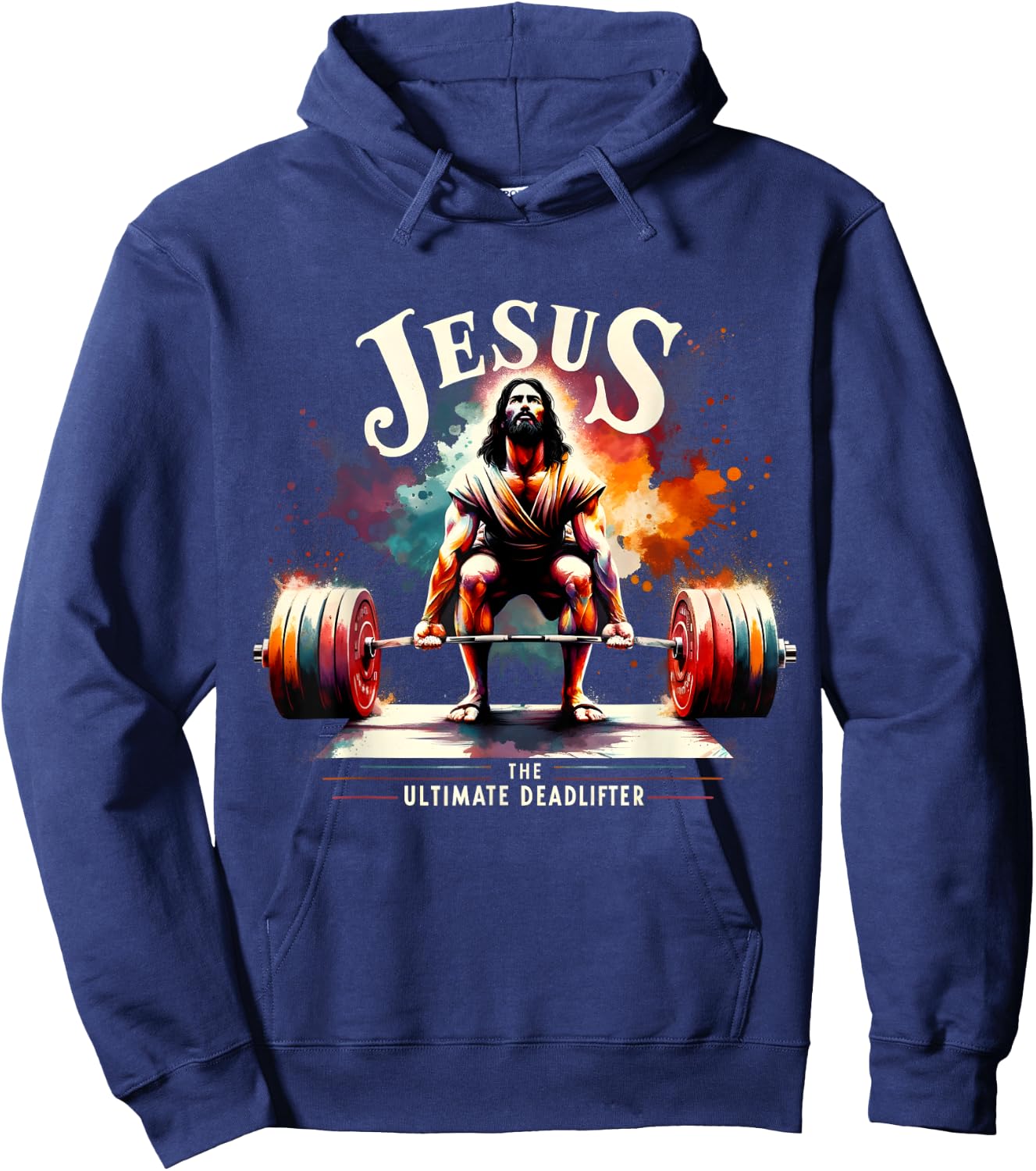 Jesus The Ultimate Deadlifter Funny Jesus Christian Workout Hoodie - Hoodie | Navy