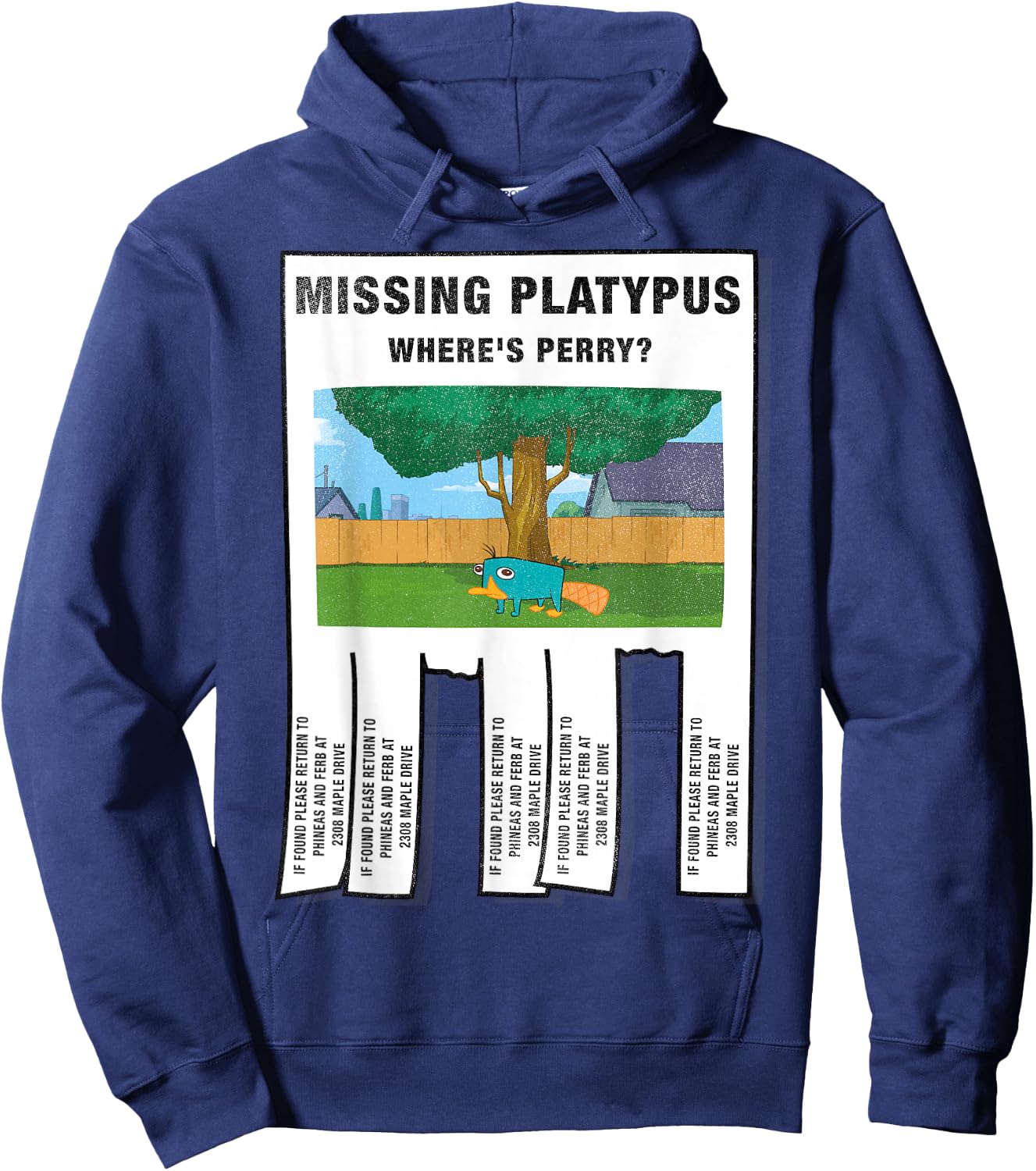 Disney Phineas and Ferb Missing Platypus Poster Small Hoodie - Hoodie | Navy