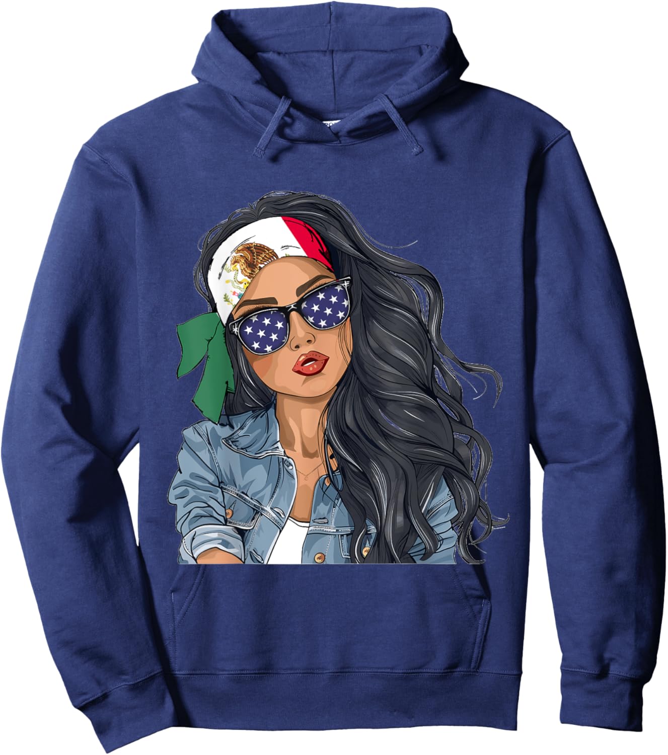 Mexican Woman Products Flag Uniform American Mexico Hoodie - Hoodie | Navy