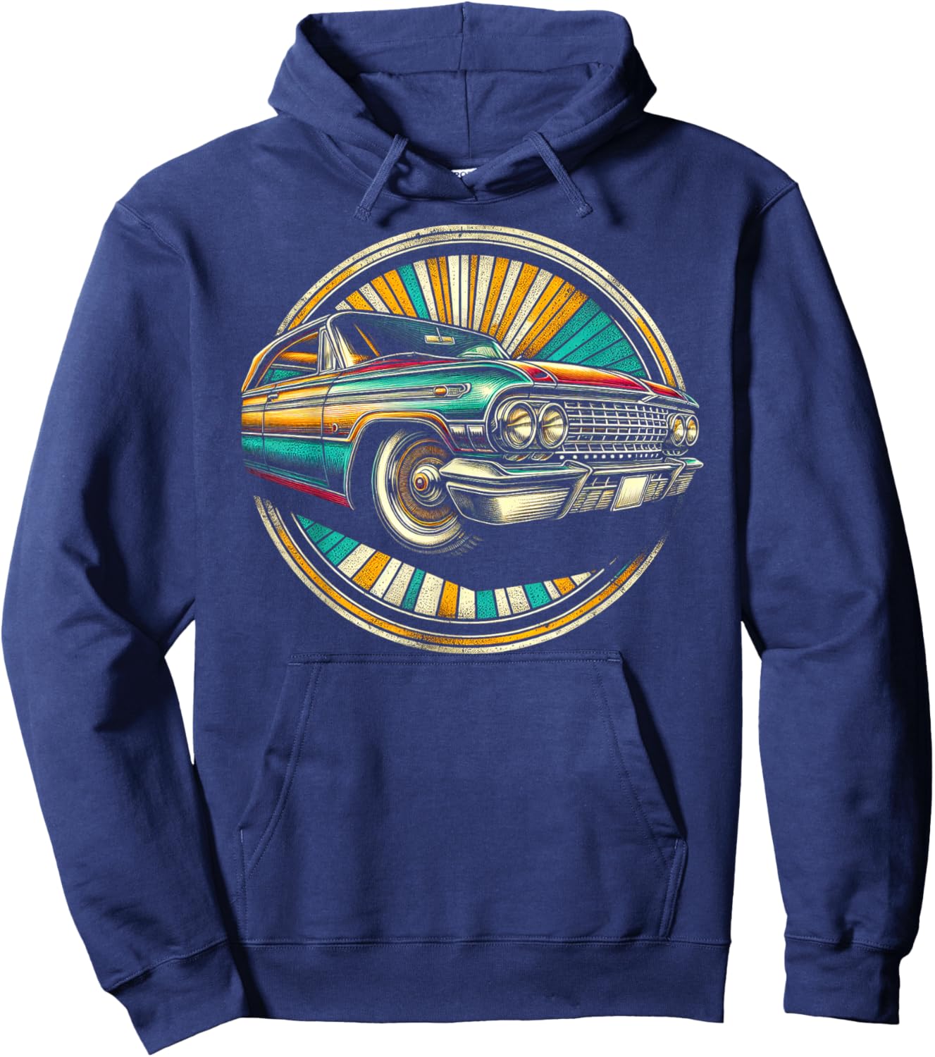 Detailed 1960s Car Illustration Hoodie - Hoodie | Navy