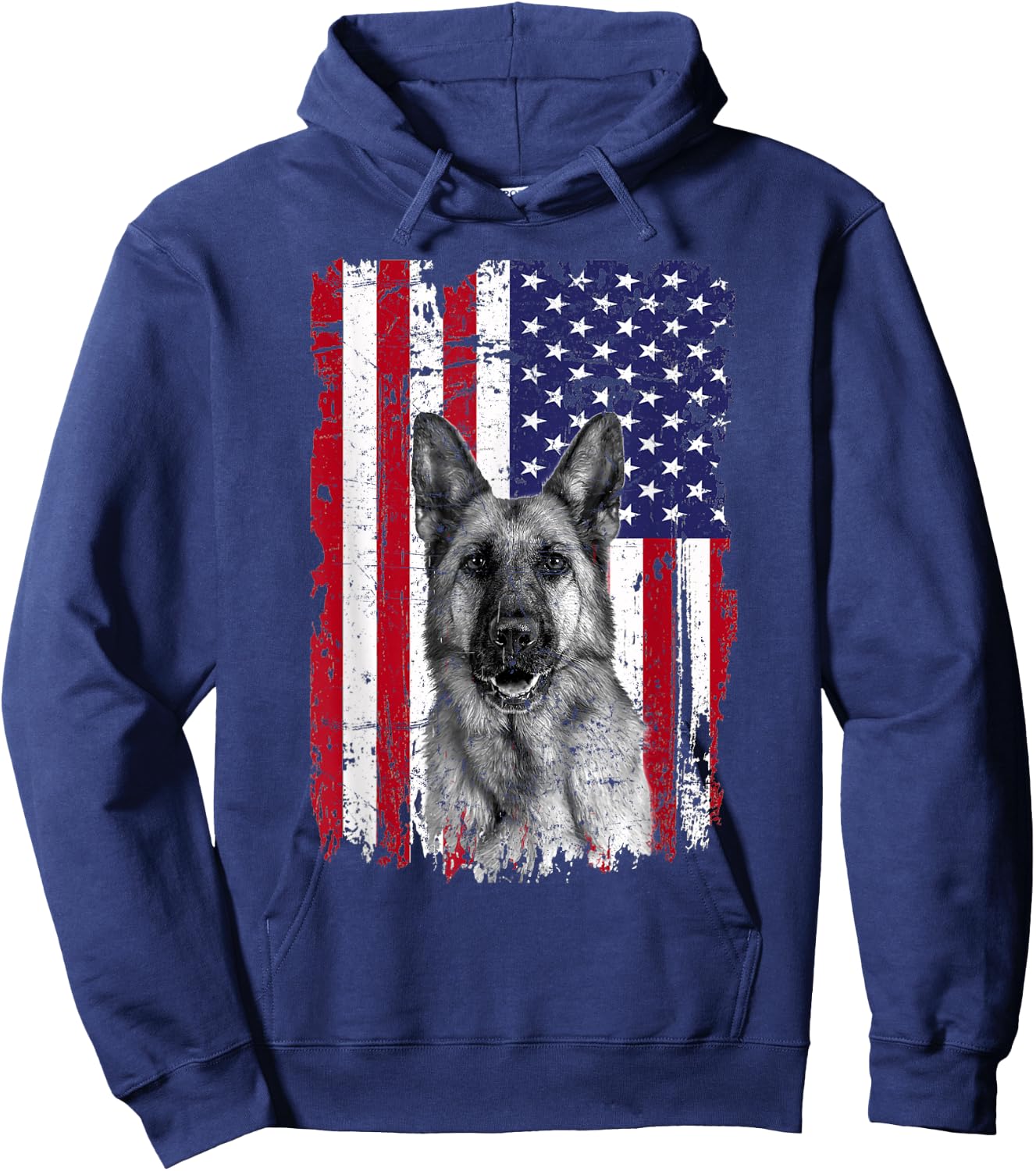 Patriotic German Shepherd American Flag 2023 4th of July Hoodie - Hoodie | Navy