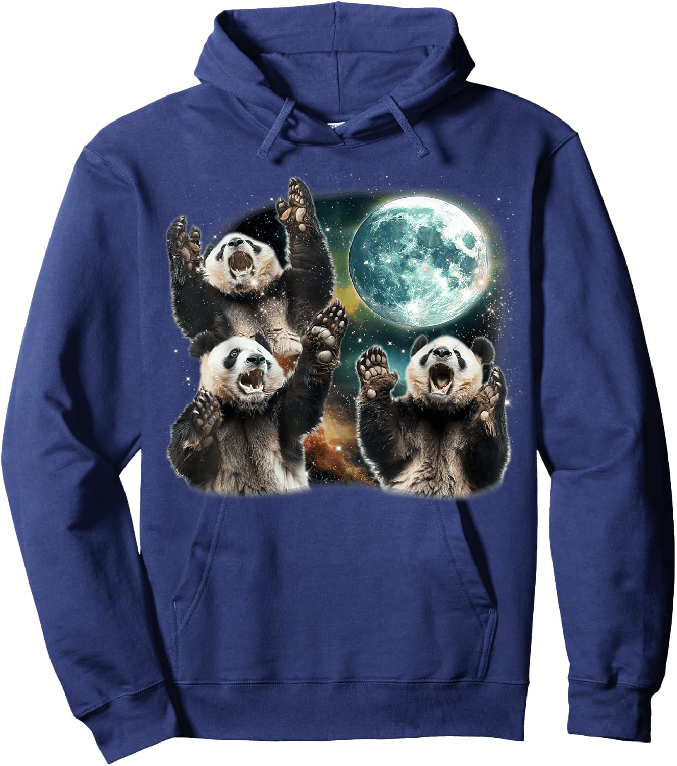 Funny Three Panda Moon, 3 Possum Full, Weird Magic 90s Meme Hoodie - Hoodie | Navy