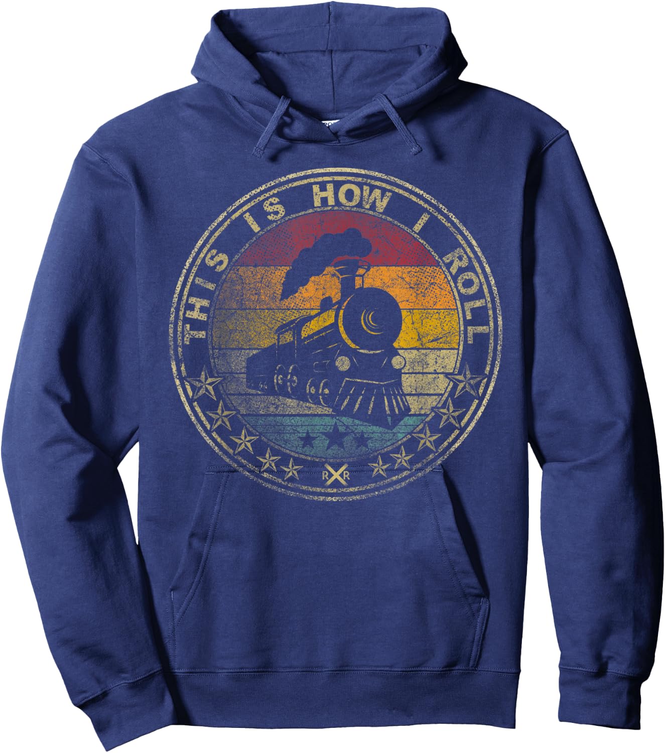 This Is How I Roll Retro Train Engine Model Track Railroad Hoodie - Hoodie | Navy