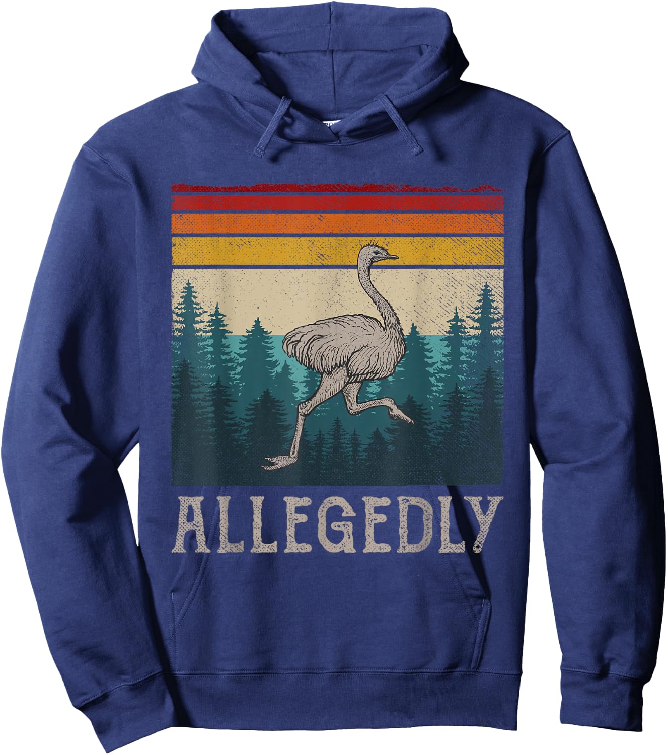 Vintage Retro Allegedly Ostrich Funny Bird Lover Hoodie - Hoodie | Navy