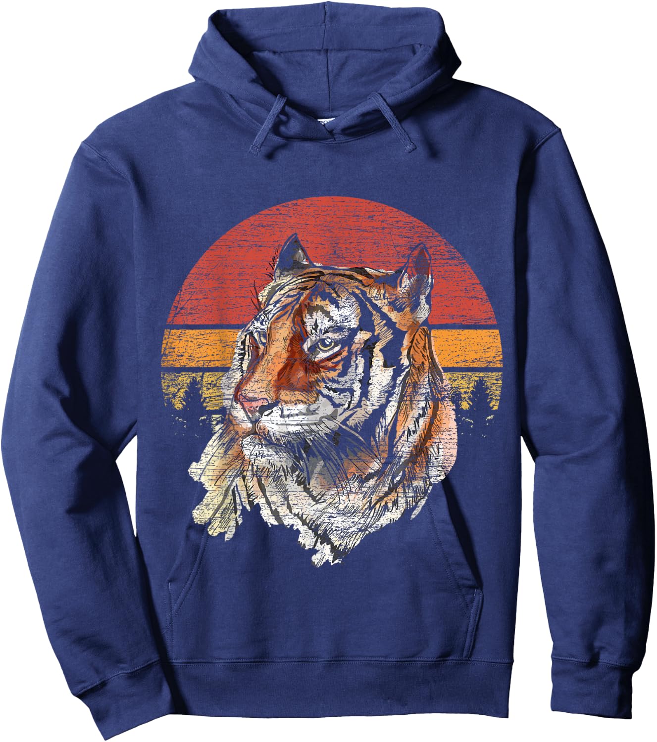 Retro Tiger Hoodie - Hoodie | Navy