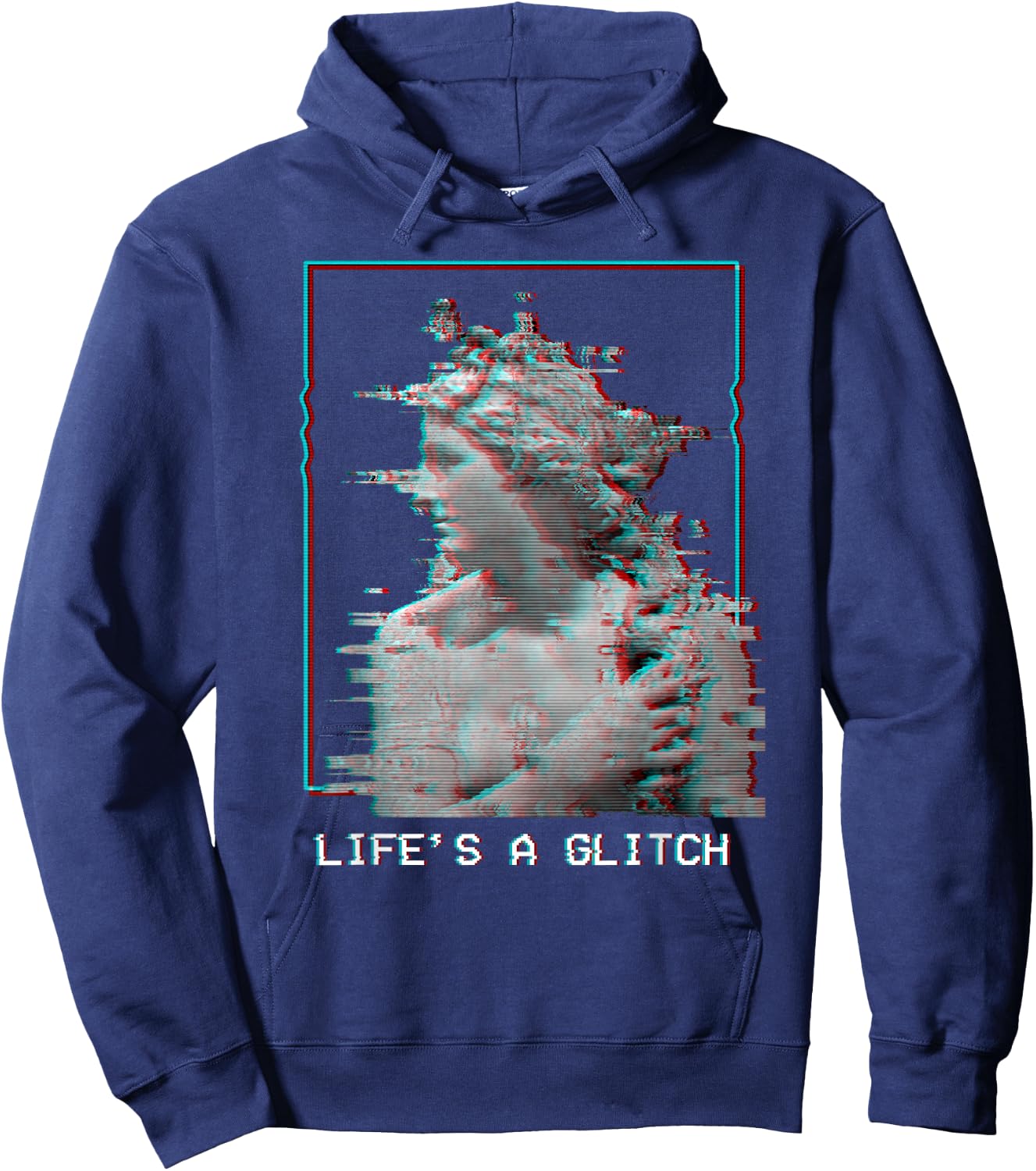 Life's A Glitch - Vaporwave 80s 90s Aesthetic Greek Statue Hoodie - Hoodie | Navy