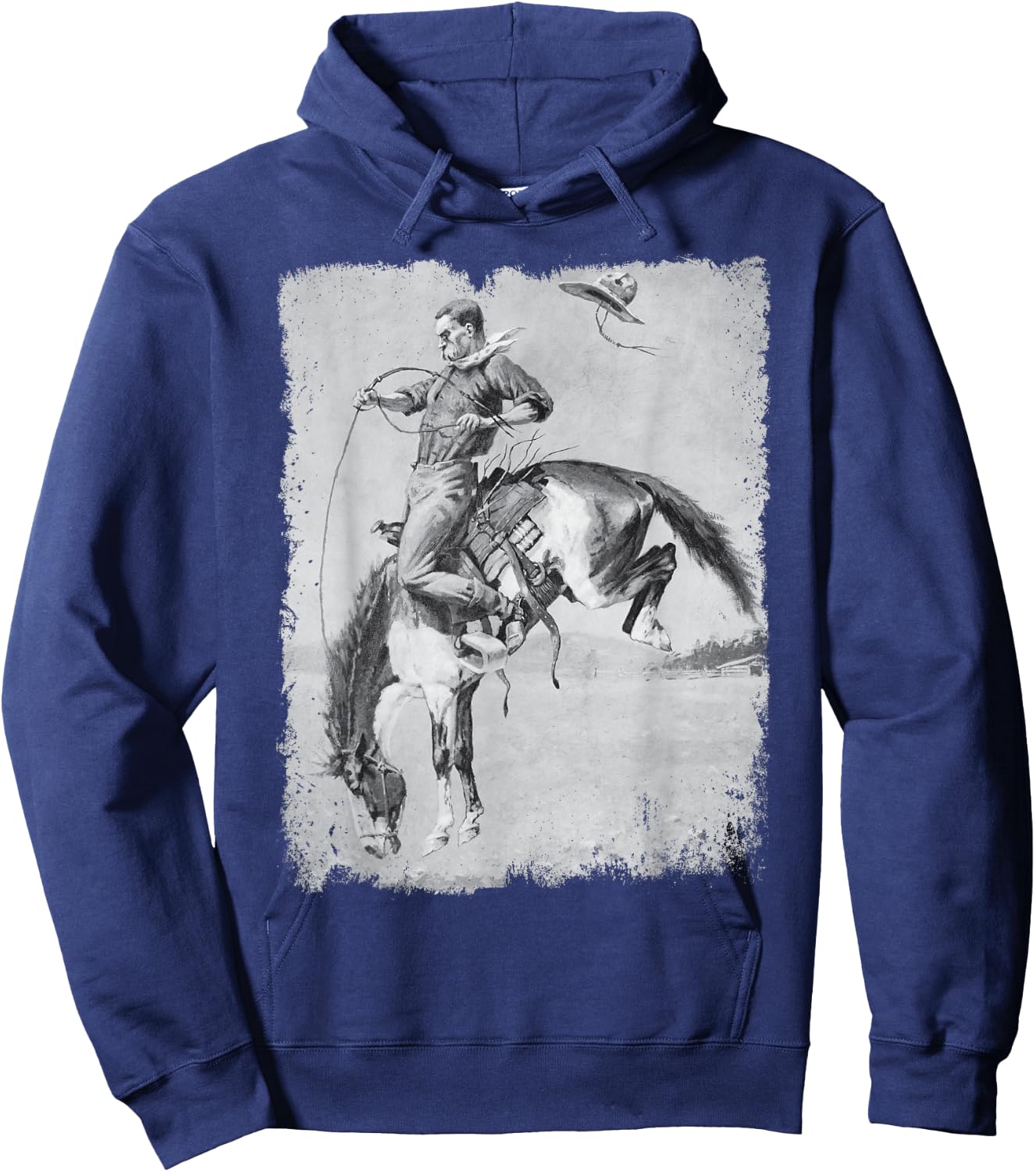 Cowboy Rodeo Horse Western Country Vintage Bronco Riding USA Hoodie - Hoodie | Navy