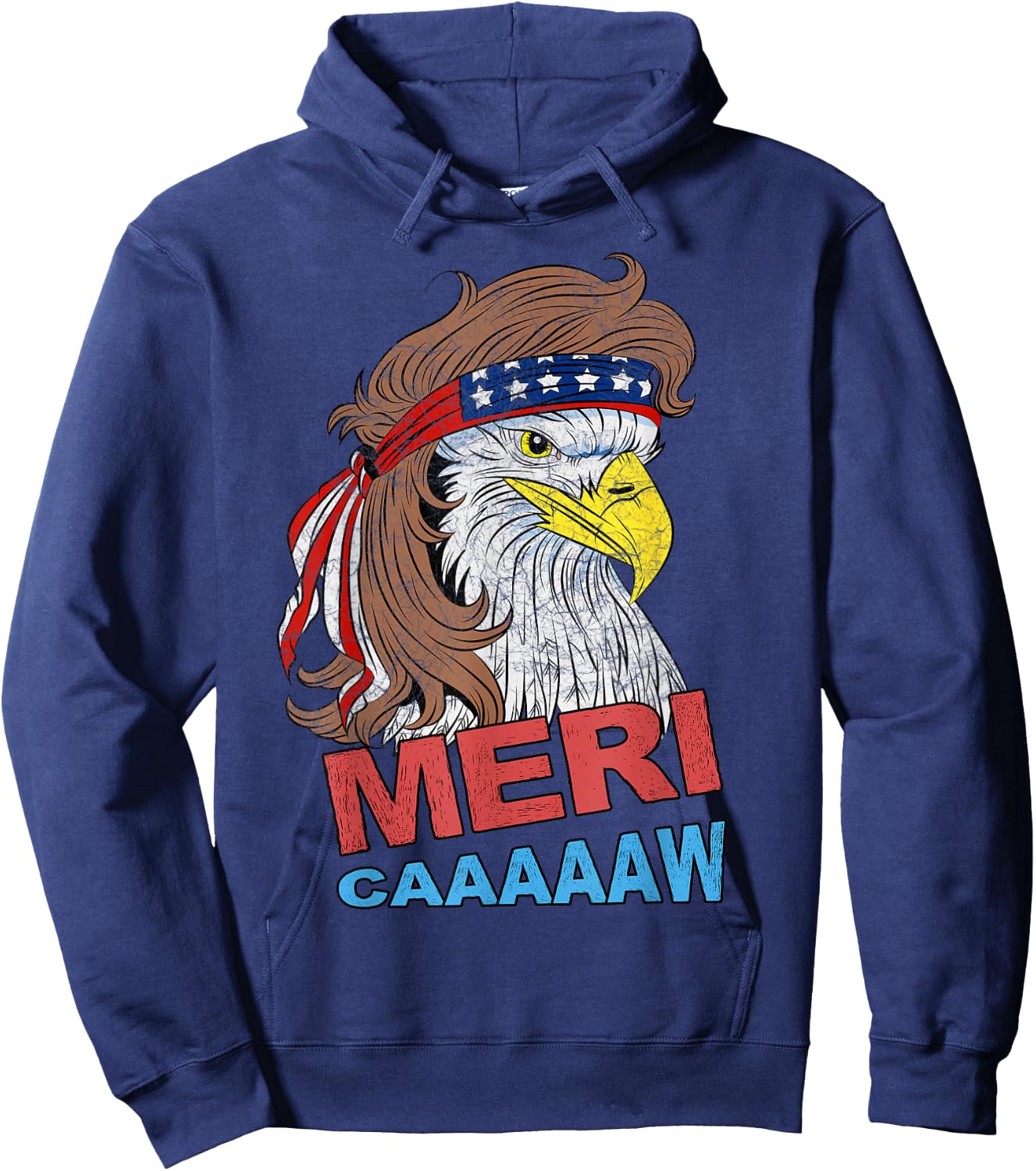meri-caaaaaw - Eagle Mullet 4th Of July USA American Flag Women Kids Men Hoodie - Hoodie | Navy