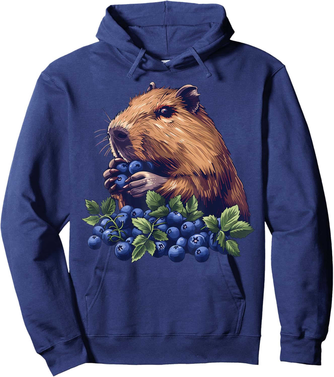 Blueberry Capybara Drawing Artwork Wildlife Blueberries Hoodie - Hoodie | Navy