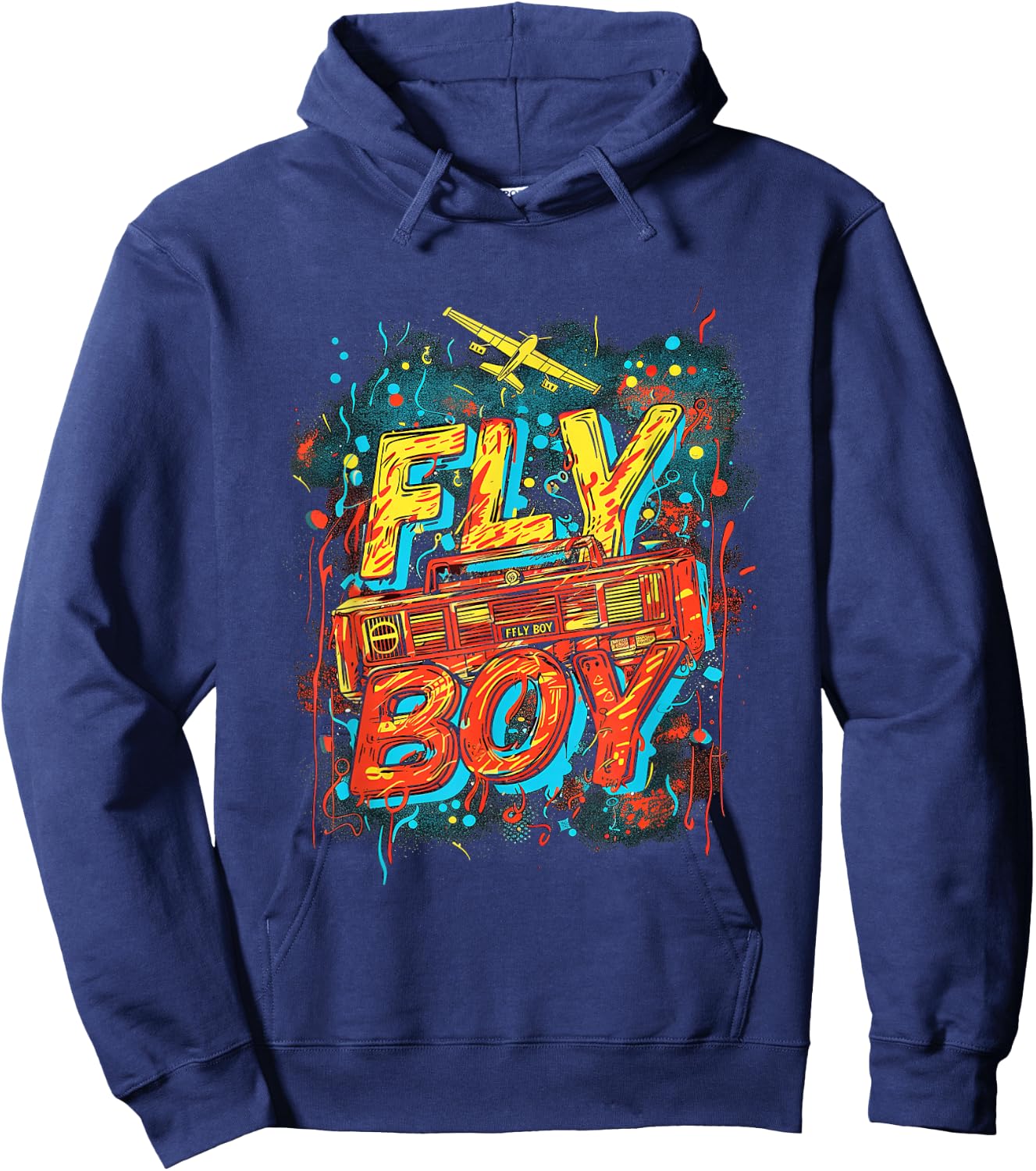 Fly Boy Hip Hop 80s 90s Urban Graffiti Style Hoodie - Hoodie | Navy