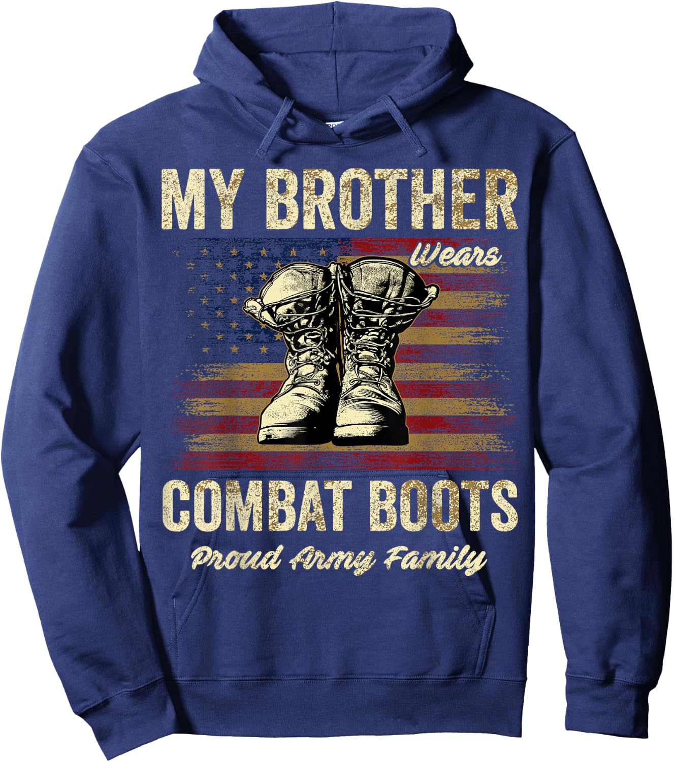My Brother Wears Combat Boots Proud Army Family Hoodie - Hoodie | Navy