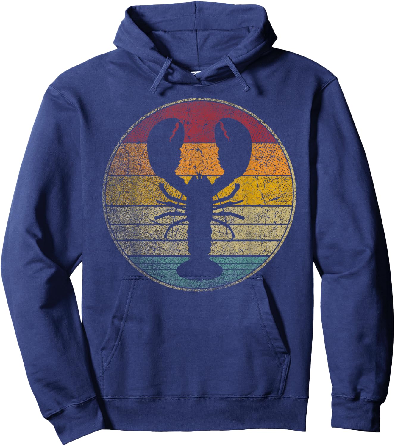 Lobster Fish Seafood Fishing Vintage Distressed Retro Style Hoodie - Hoodie | Navy