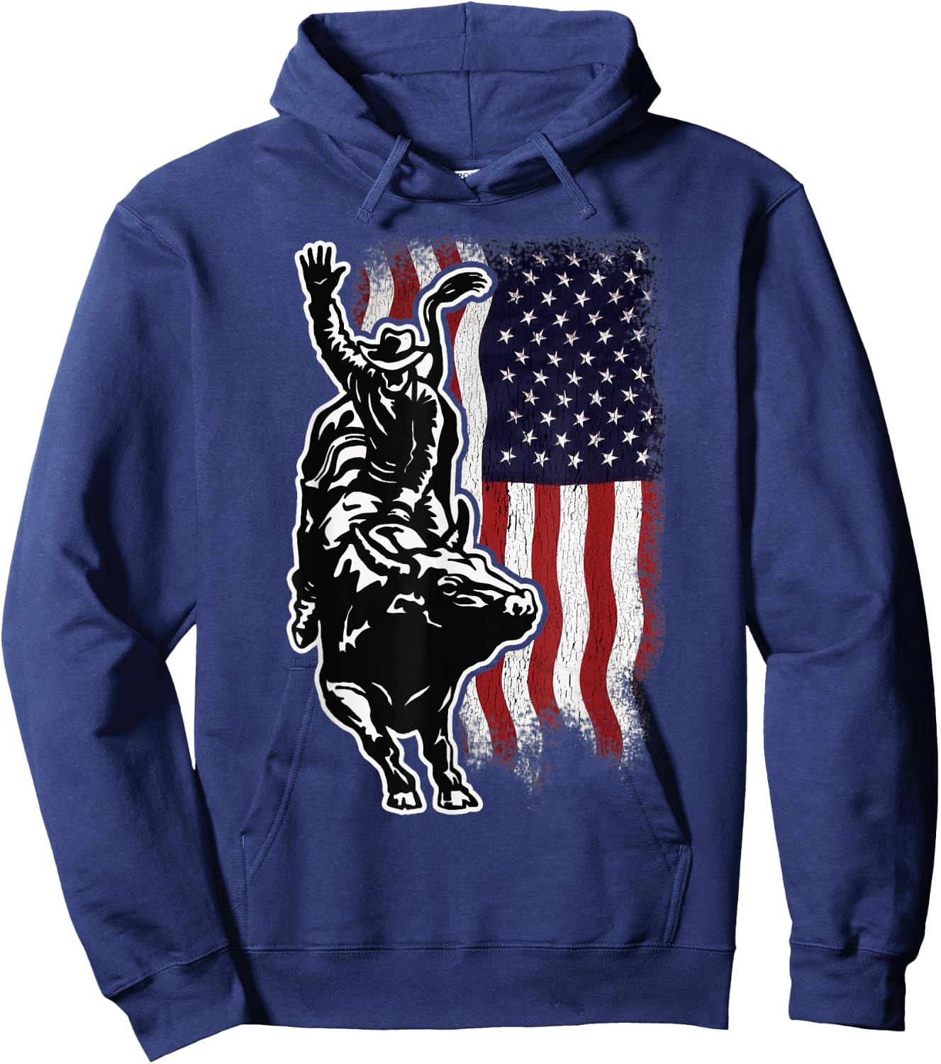 USA Patriotism Rider Independence Day Gift American Flag Bull Riding Cowboy 4th Of July Patriotic Rodeo -Adults Boys Hoodie - Hoodie | Navy