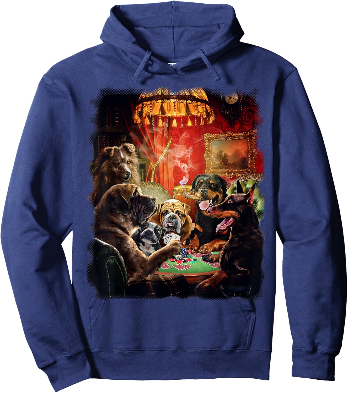 Fox Republic Design Men's Dog Playing Poker , Black, Short Sleeve, , Classic Fit, Modern Style, Cartoon Pattern, Casual, All Seasons, Adult Men Hoodie - Hoodie | Navy