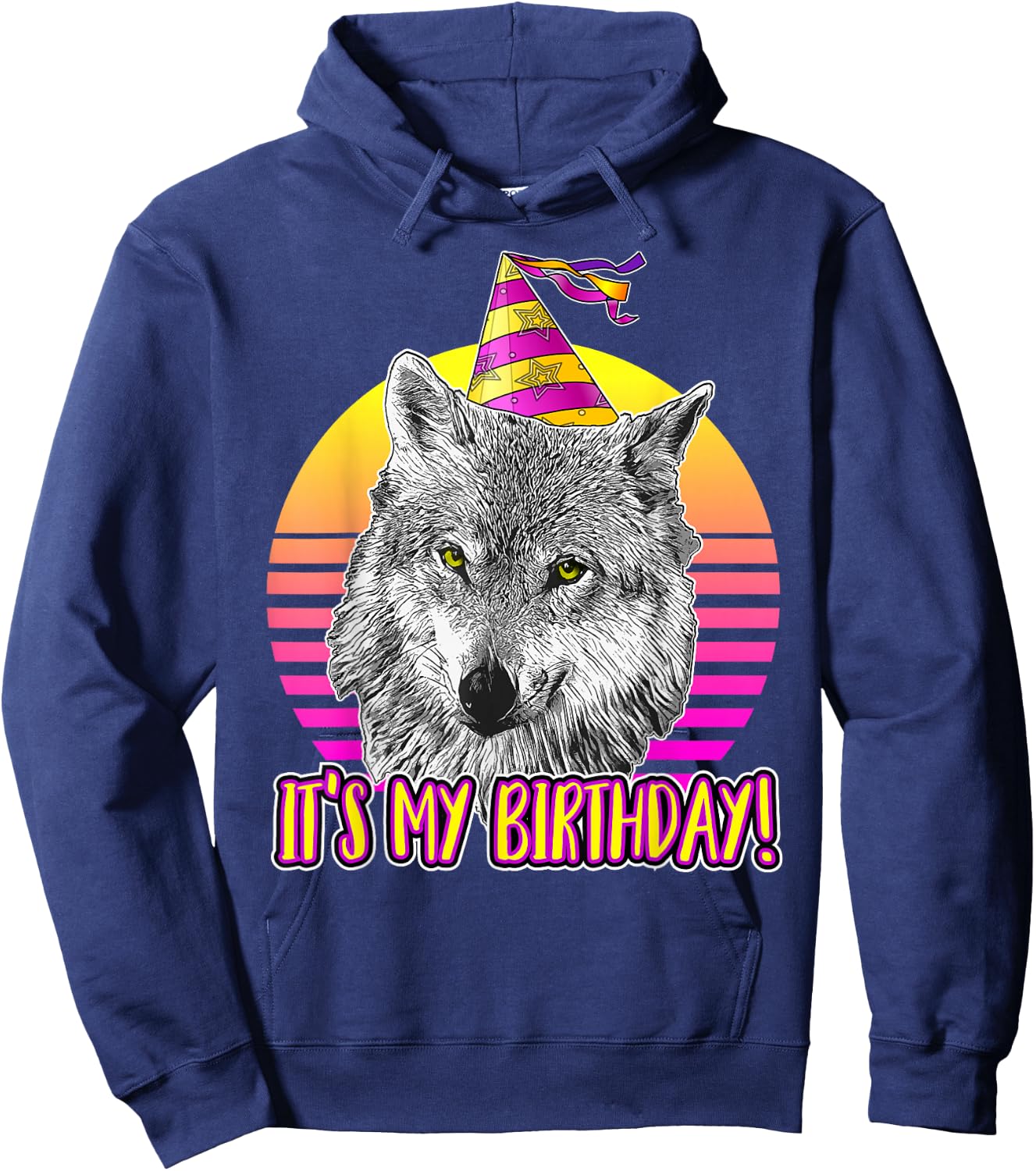 Wolf Themed Birthday Party - Cute Retro Wolves Lover Hoodie - Hoodie | Navy