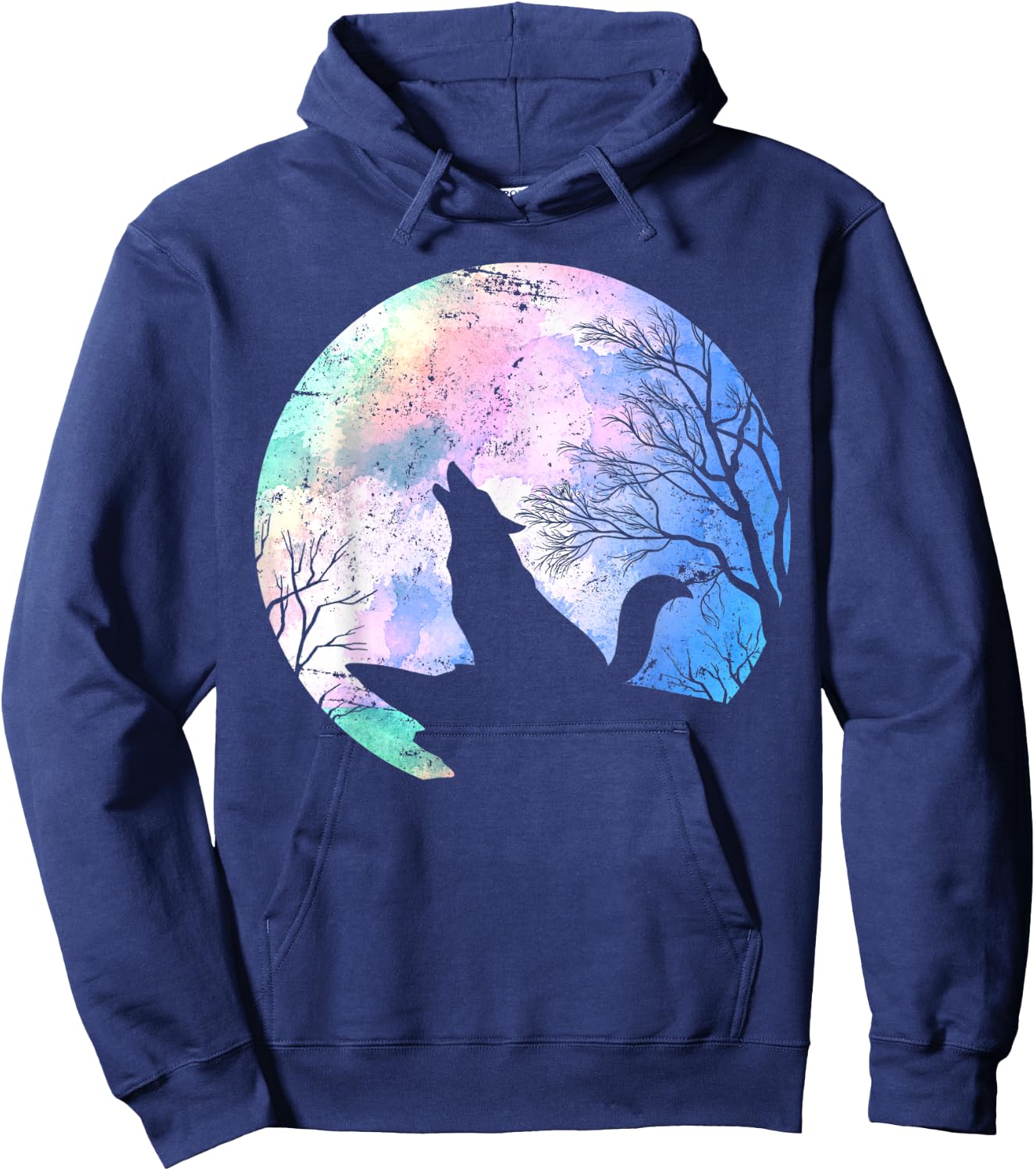 Forest Animal Wolf Predator Gift Wildlife Full Moon Wolf Hoodie - Hoodie | Navy