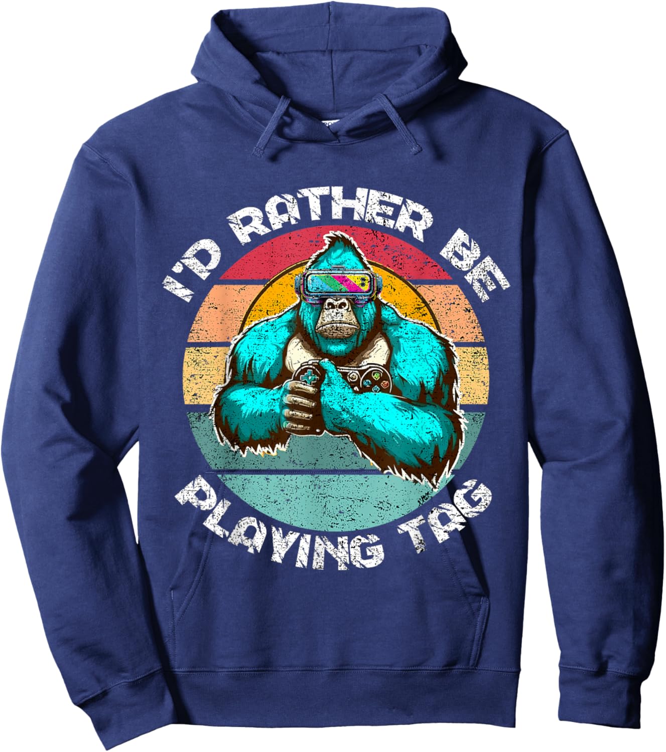 I'd Rather Be Playing Tag Gorilla Monke Tag Gorilla VR Gamer Hoodie - Hoodie | Navy
