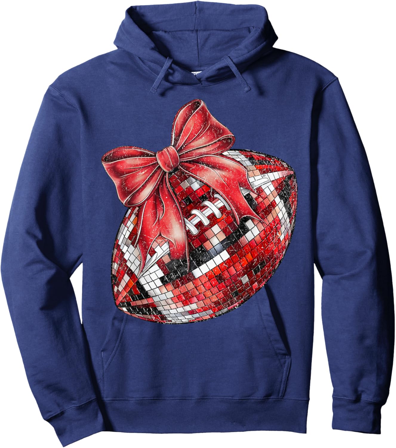 Coquette Bow American Football Game Day Thanksgiving Autumn Hoodie - Hoodie | Navy